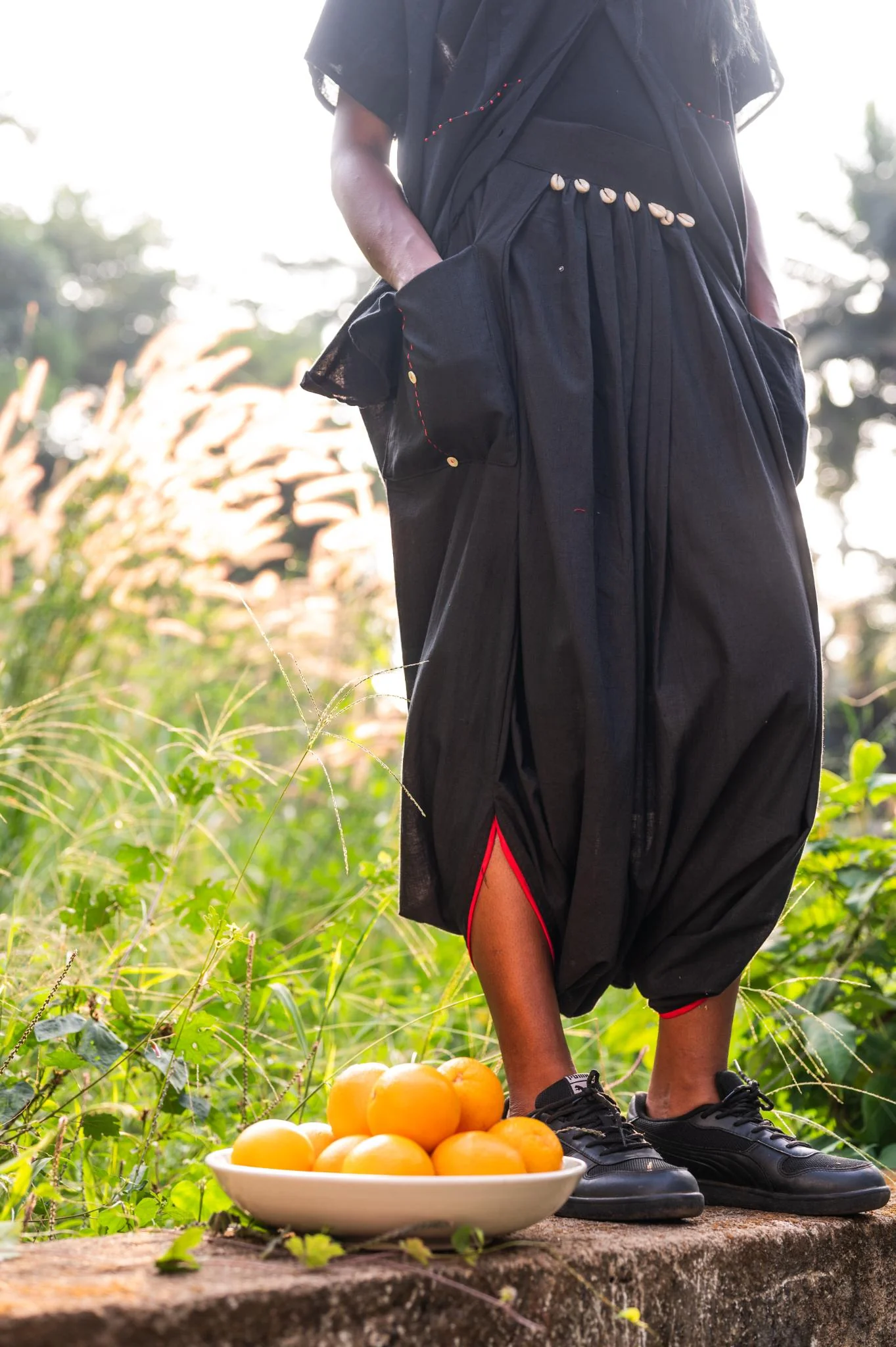 Aastey Black Kaftan Mul Set - Image 3
