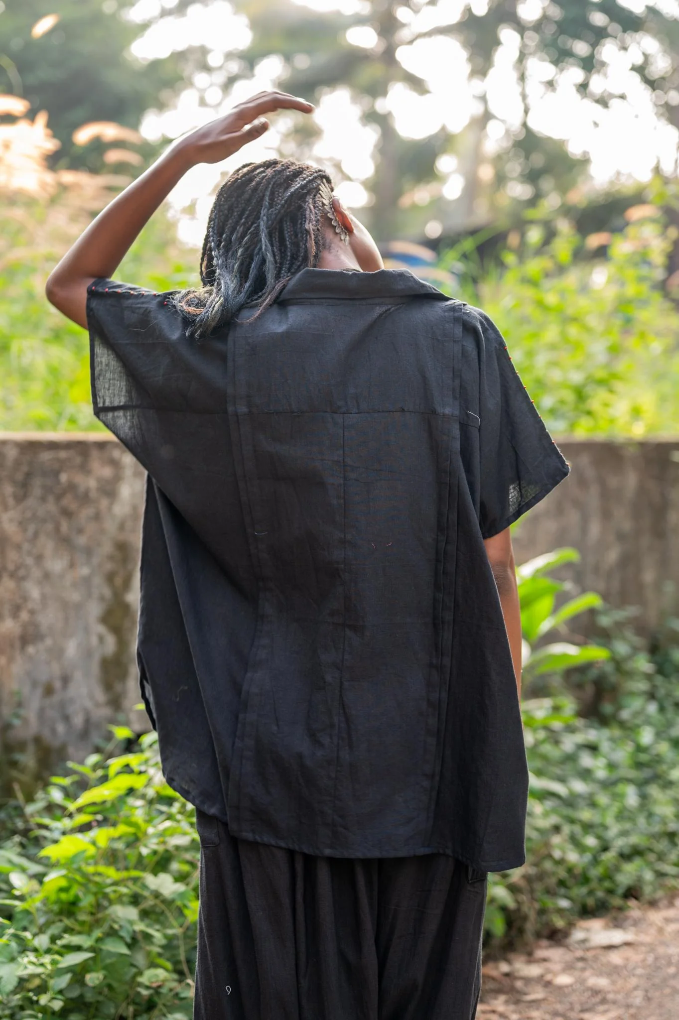 Aastey Black Kaftan Mul Set - Image 7