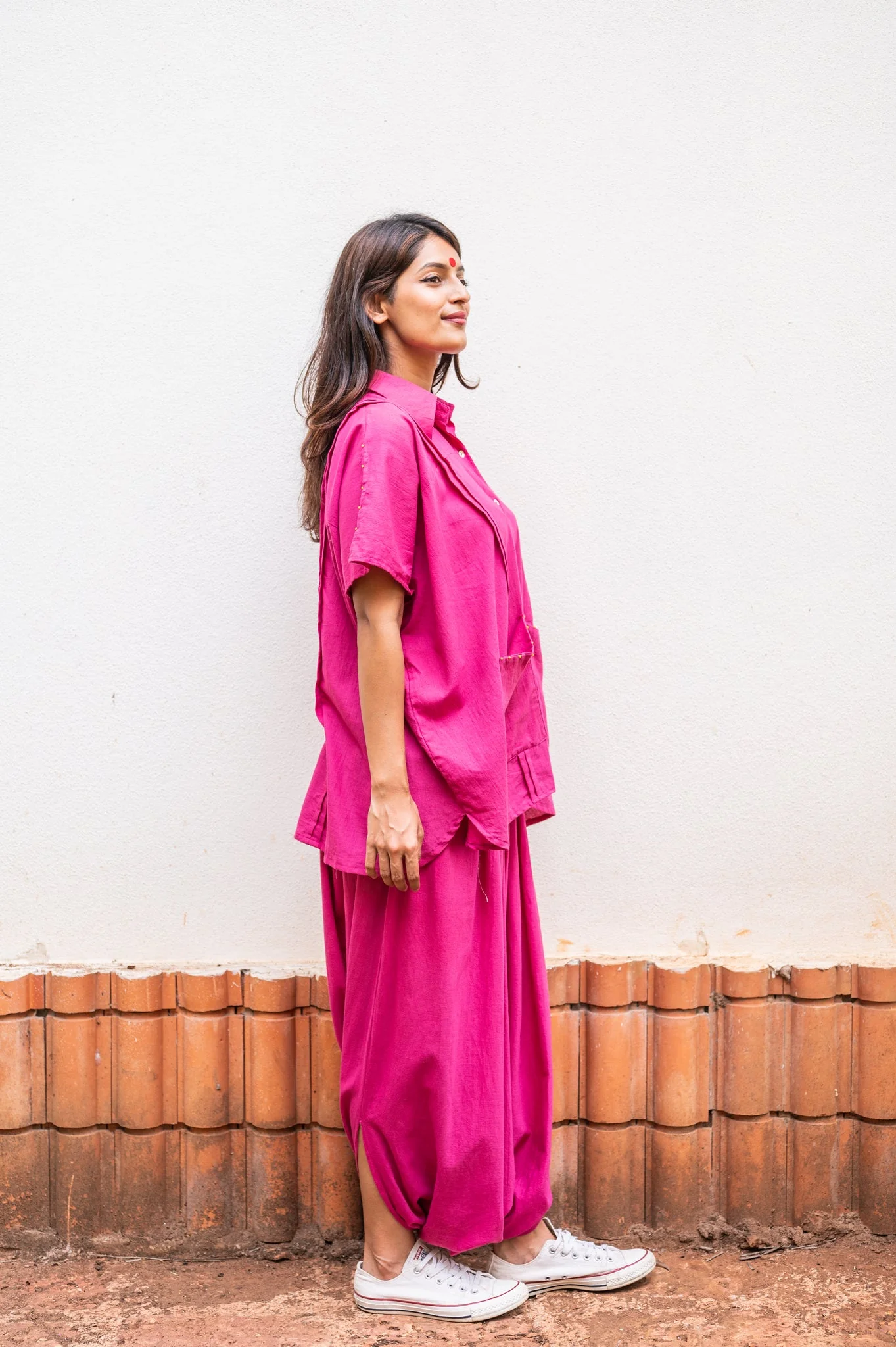 Aastey Pink Mul Dhoti - Image 3