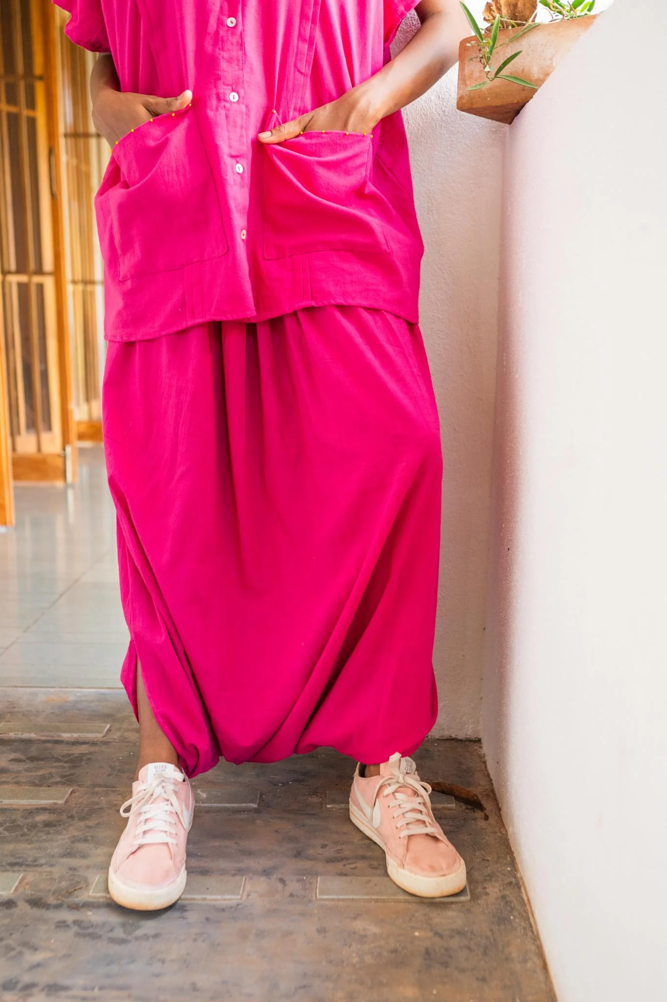 Aastey Pink Mul Dhoti - Image 5