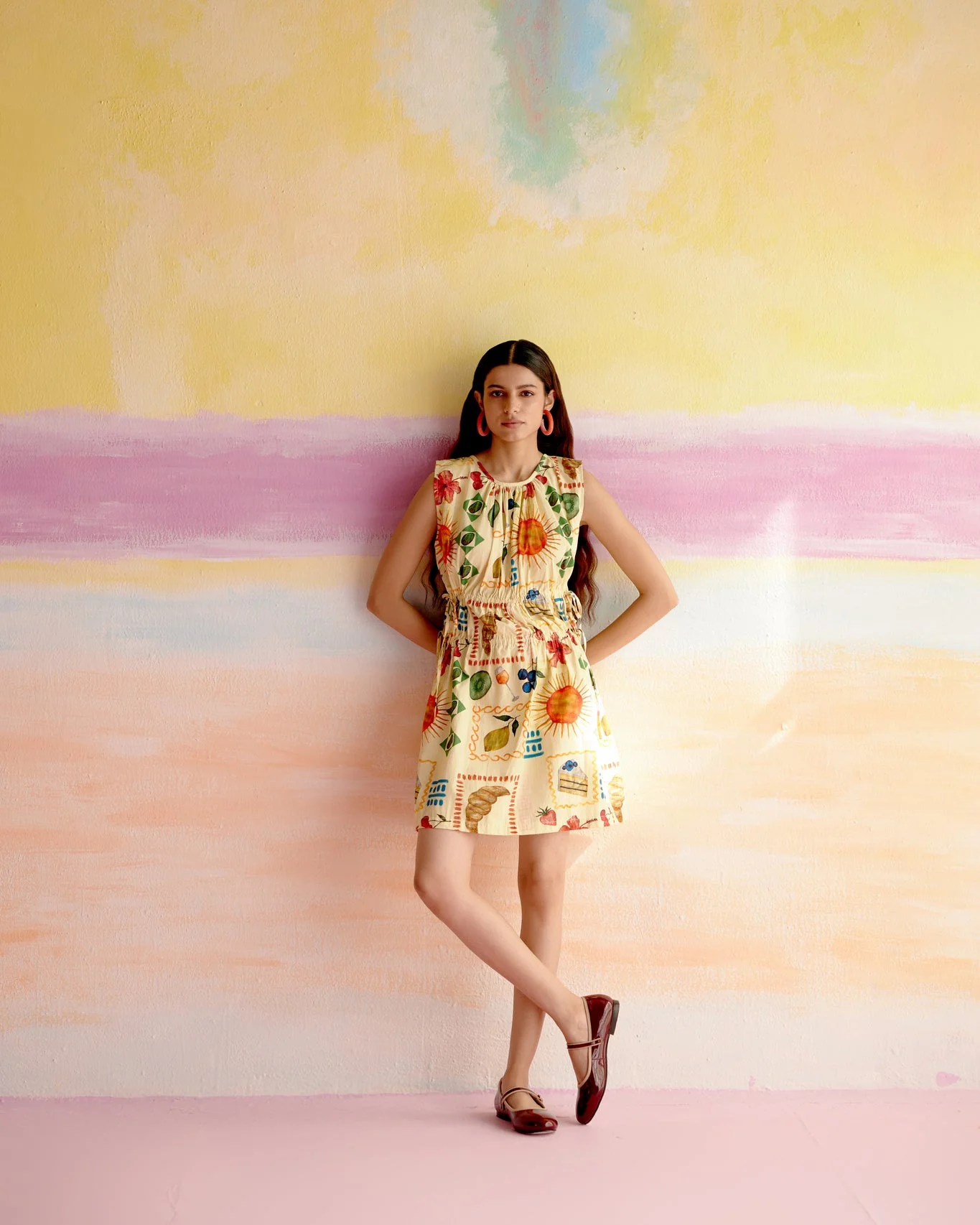 After Hours Short Dress Aloha Print Yellow