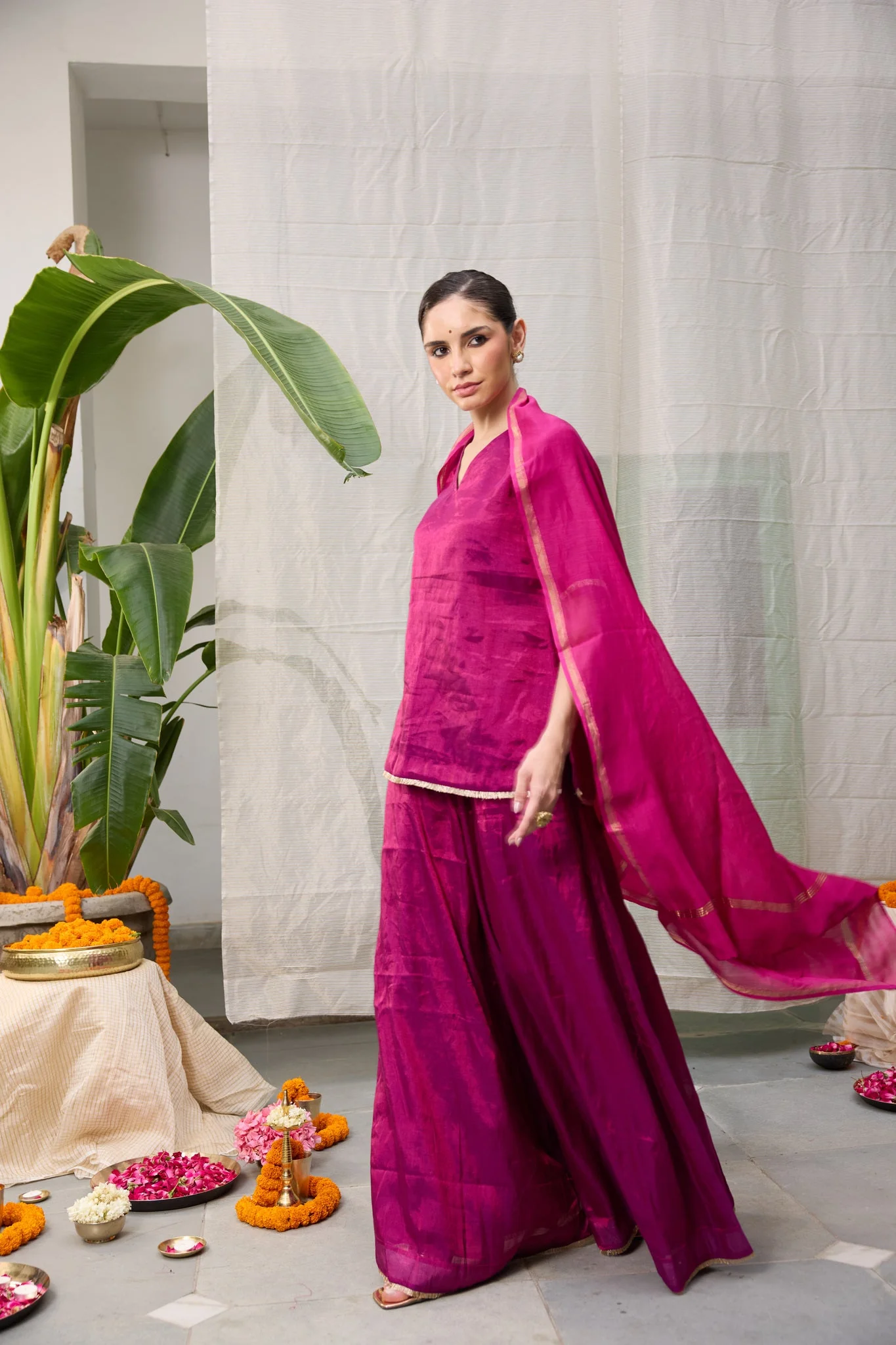 Amala Flared Pants - Magenta Pink - Image 2