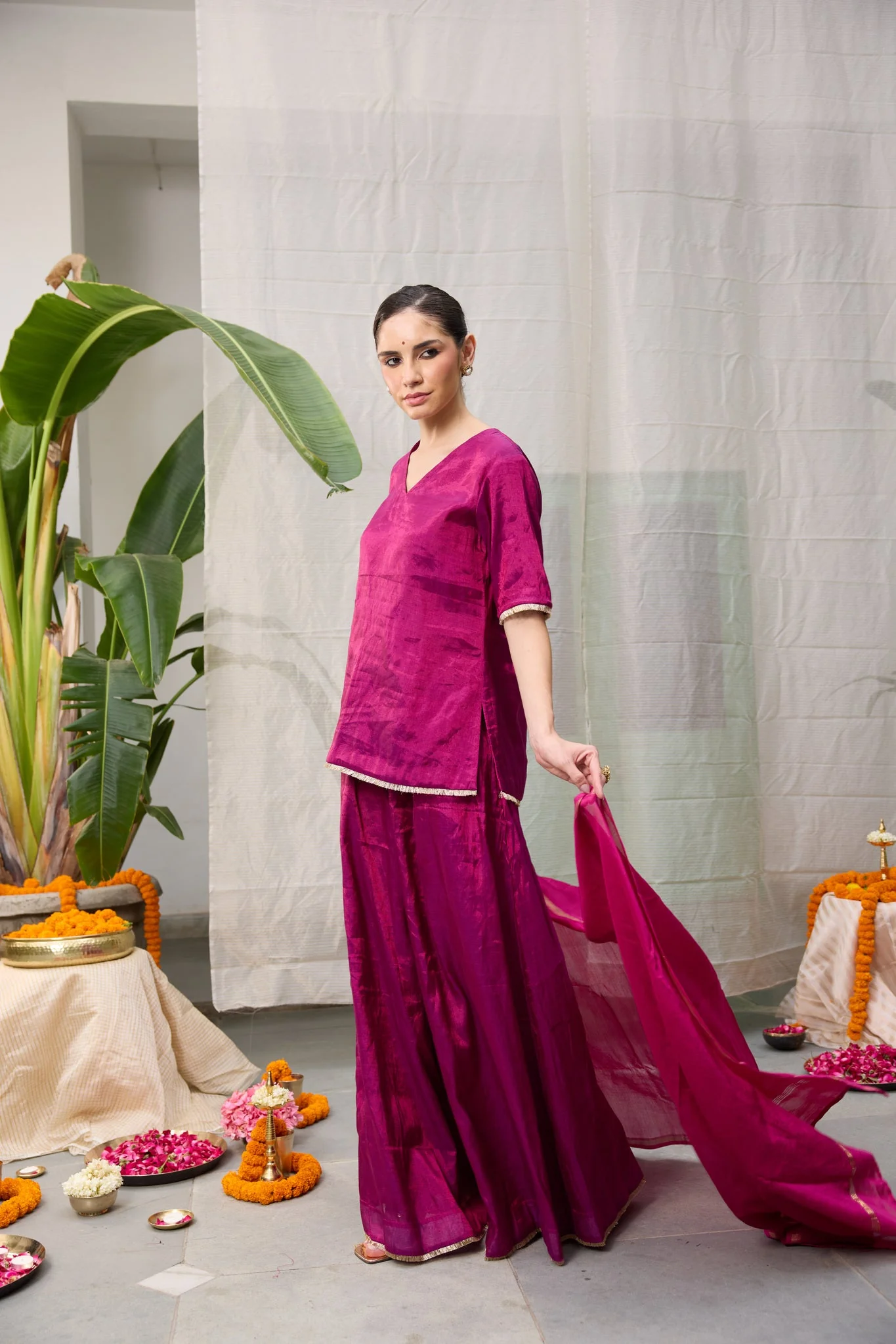 Amala Flared Pants - Magenta Pink - Image 4