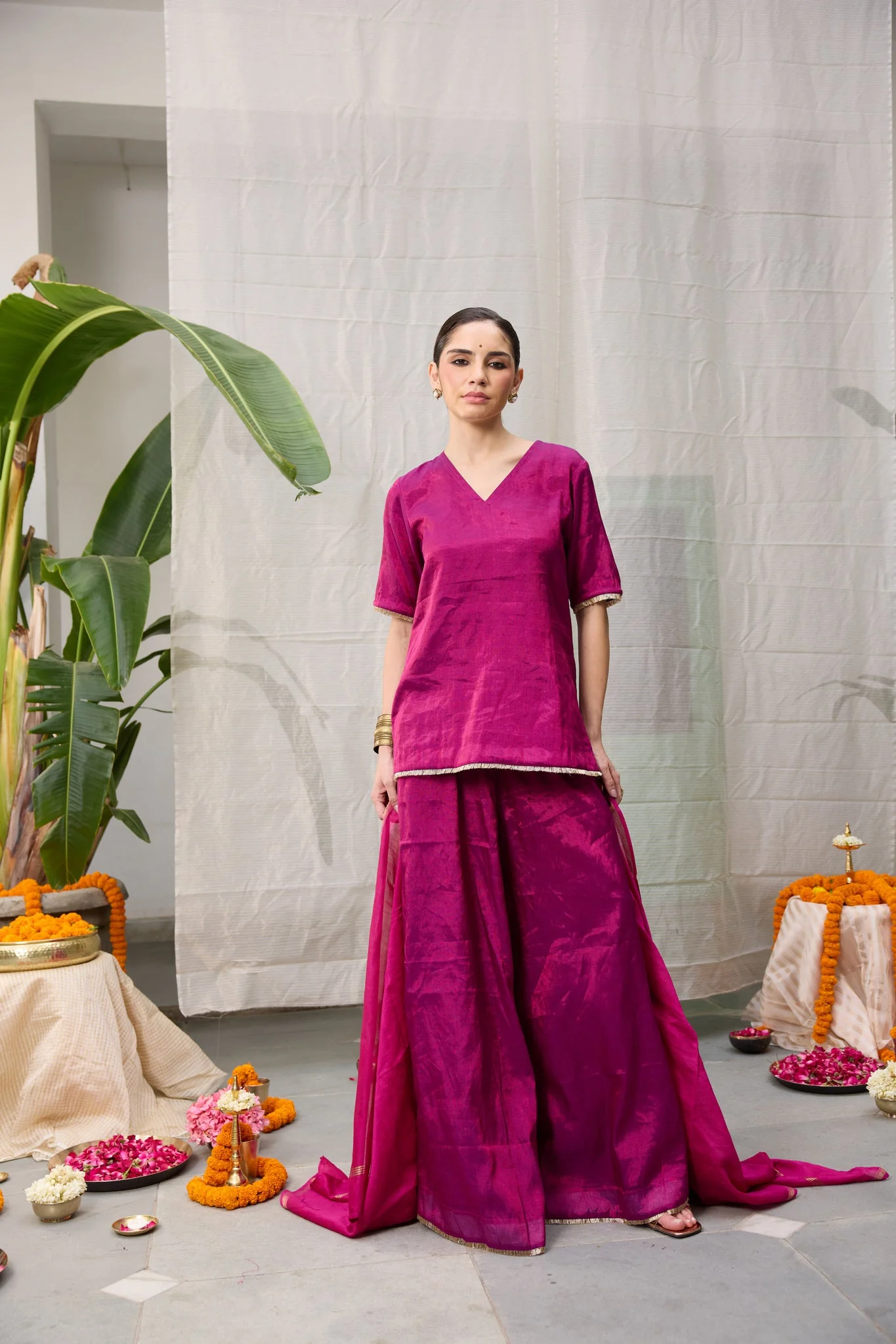 Amala Flared Pants - Magenta Pink - Image 5