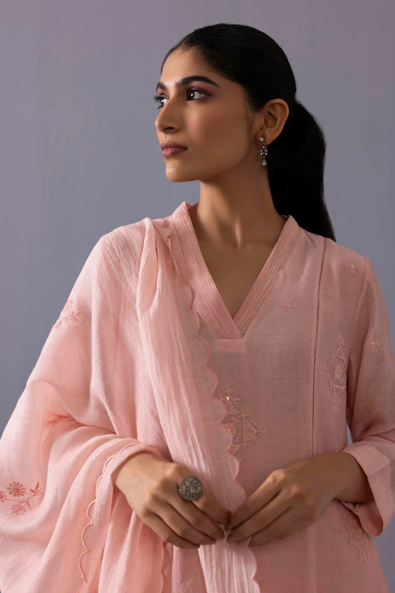 Ankita Kurta Set - Powder Pink - Image 2