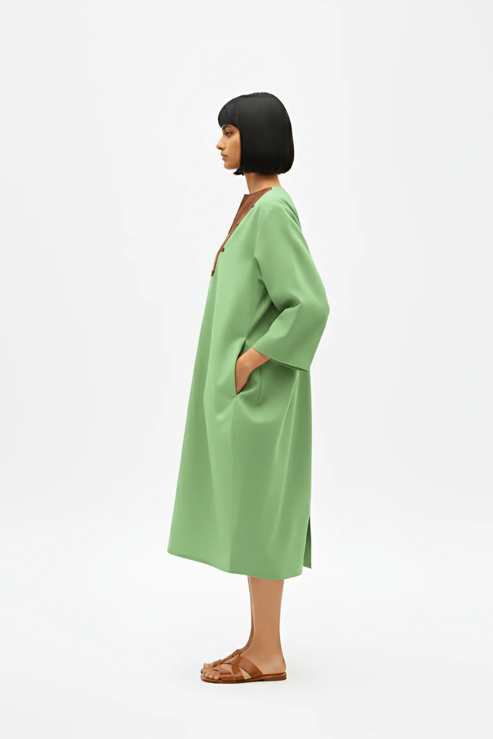 Asparagus Green-Tuscan Red Midi Dress - Image 2