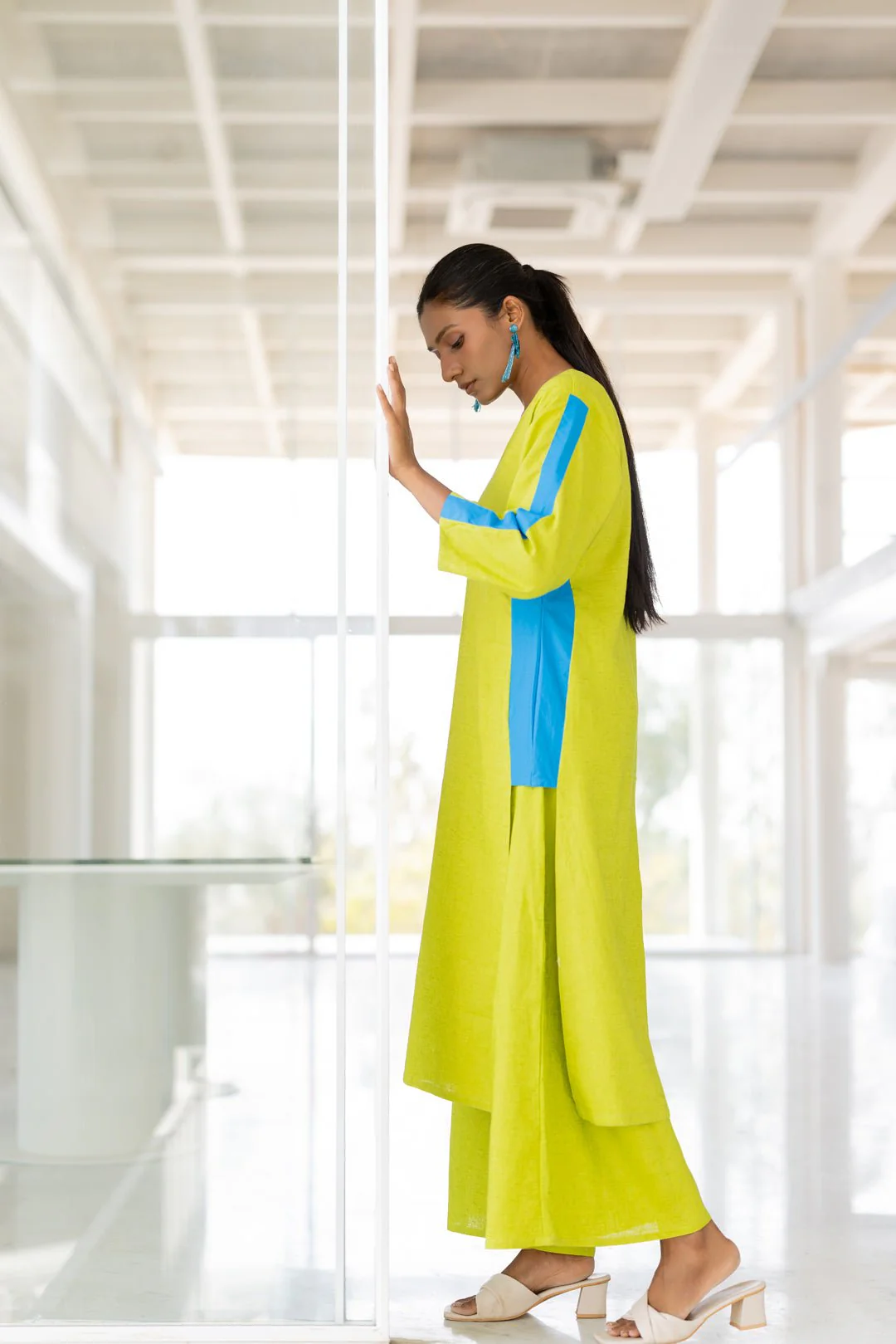 Avocado Azure Box Slit Kurta Set - Image 3