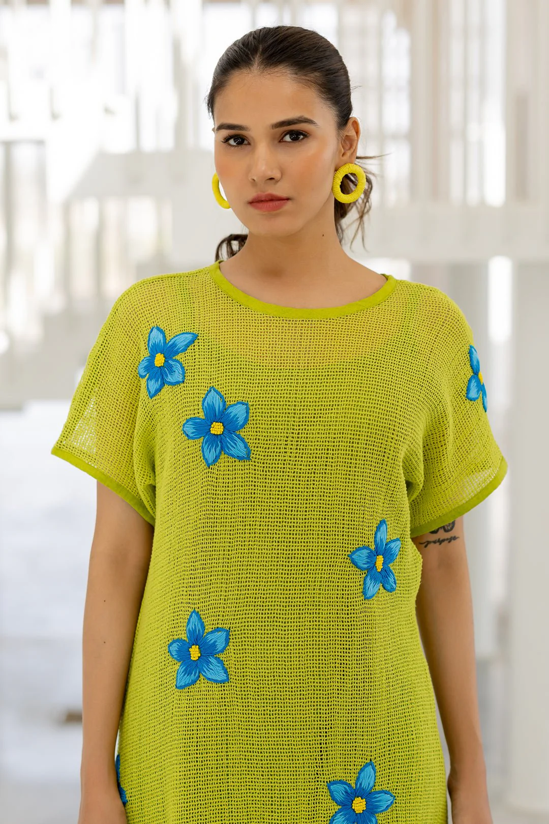 Avocado Mesh Embroidered Dress - Image 2