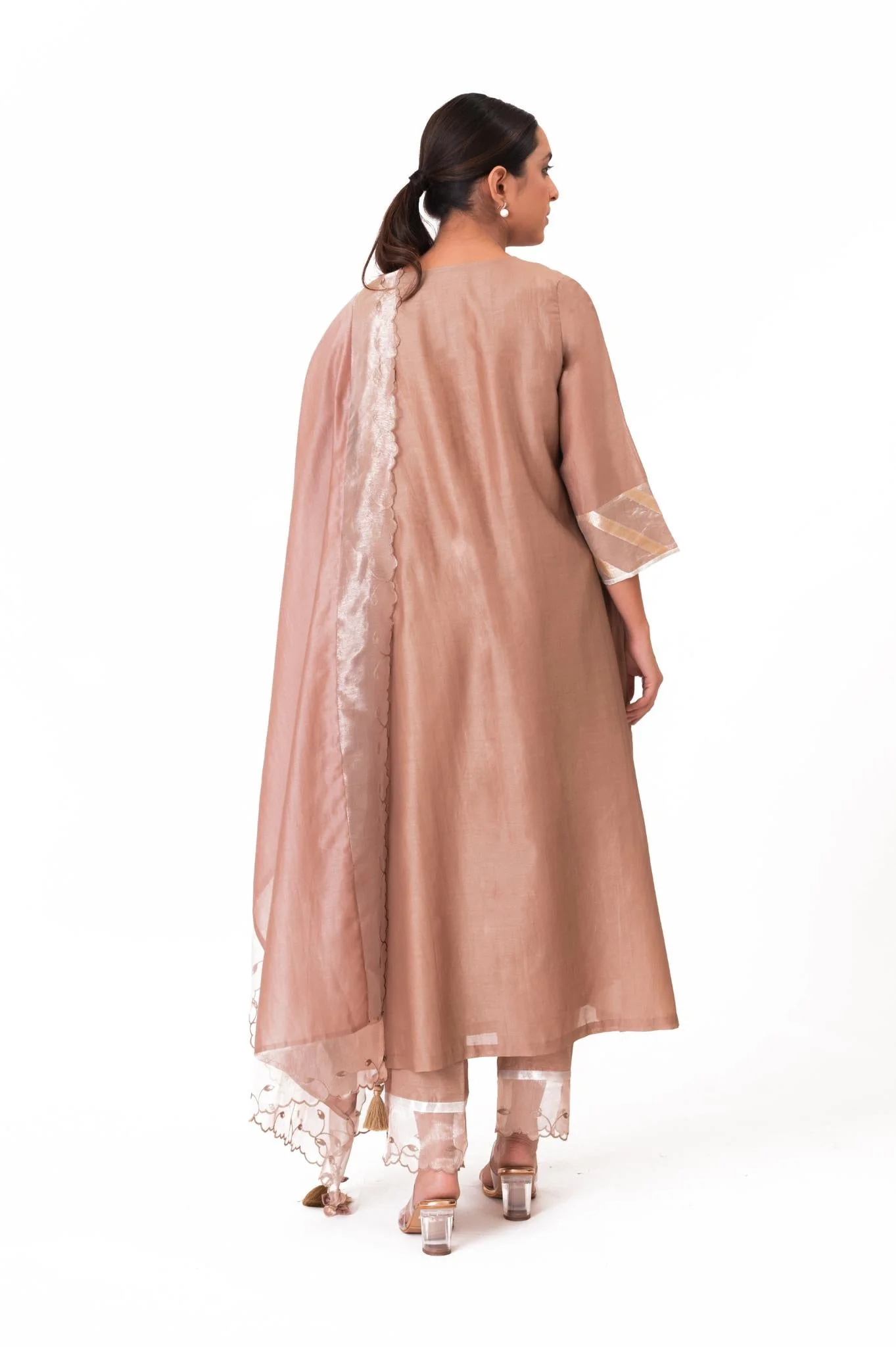 Banarasi Yoke Kurta Set - Ekru - Image 10