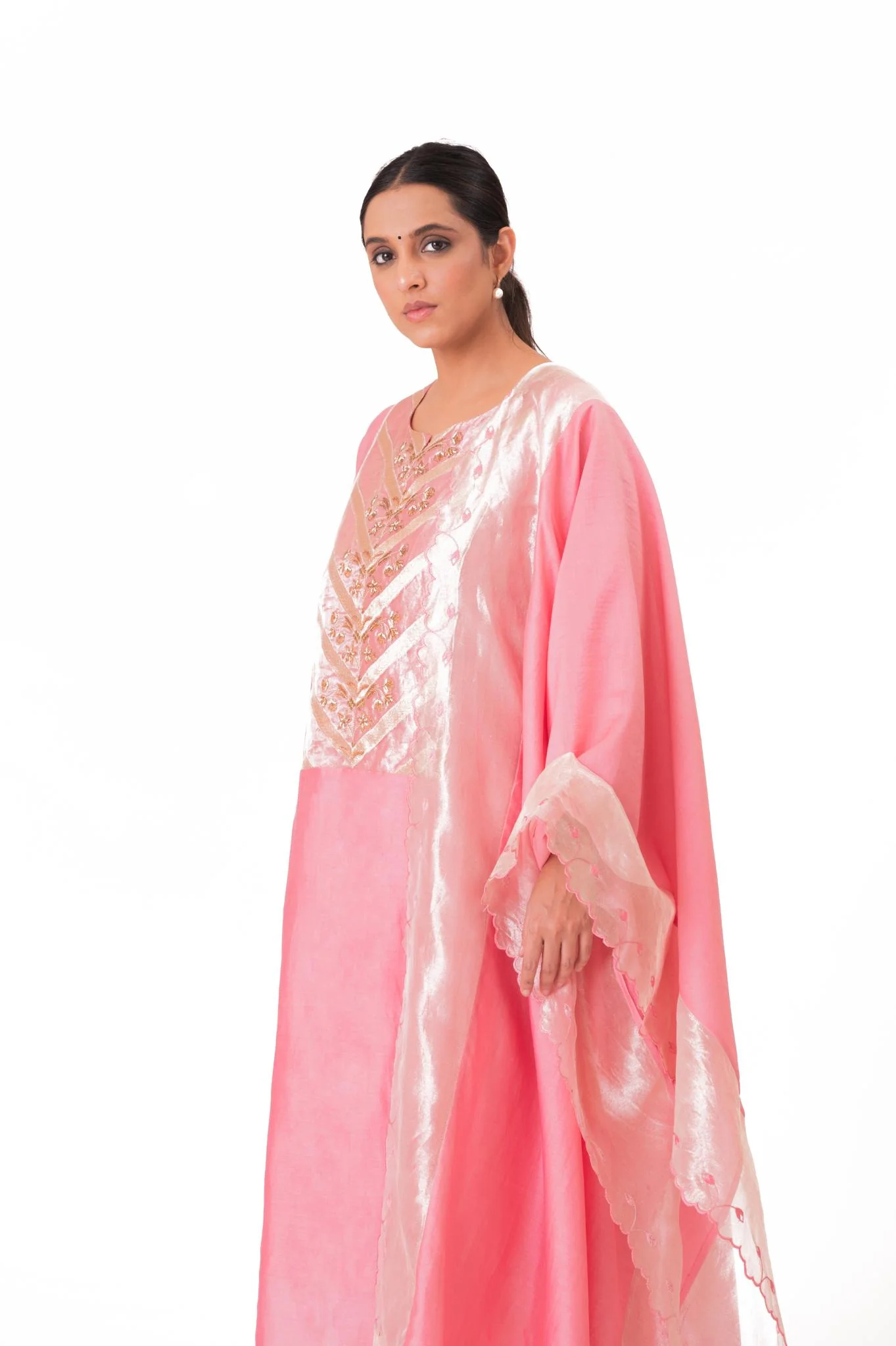 Banarasi Yoke Kurta Set - Lotus Pink - Image 7