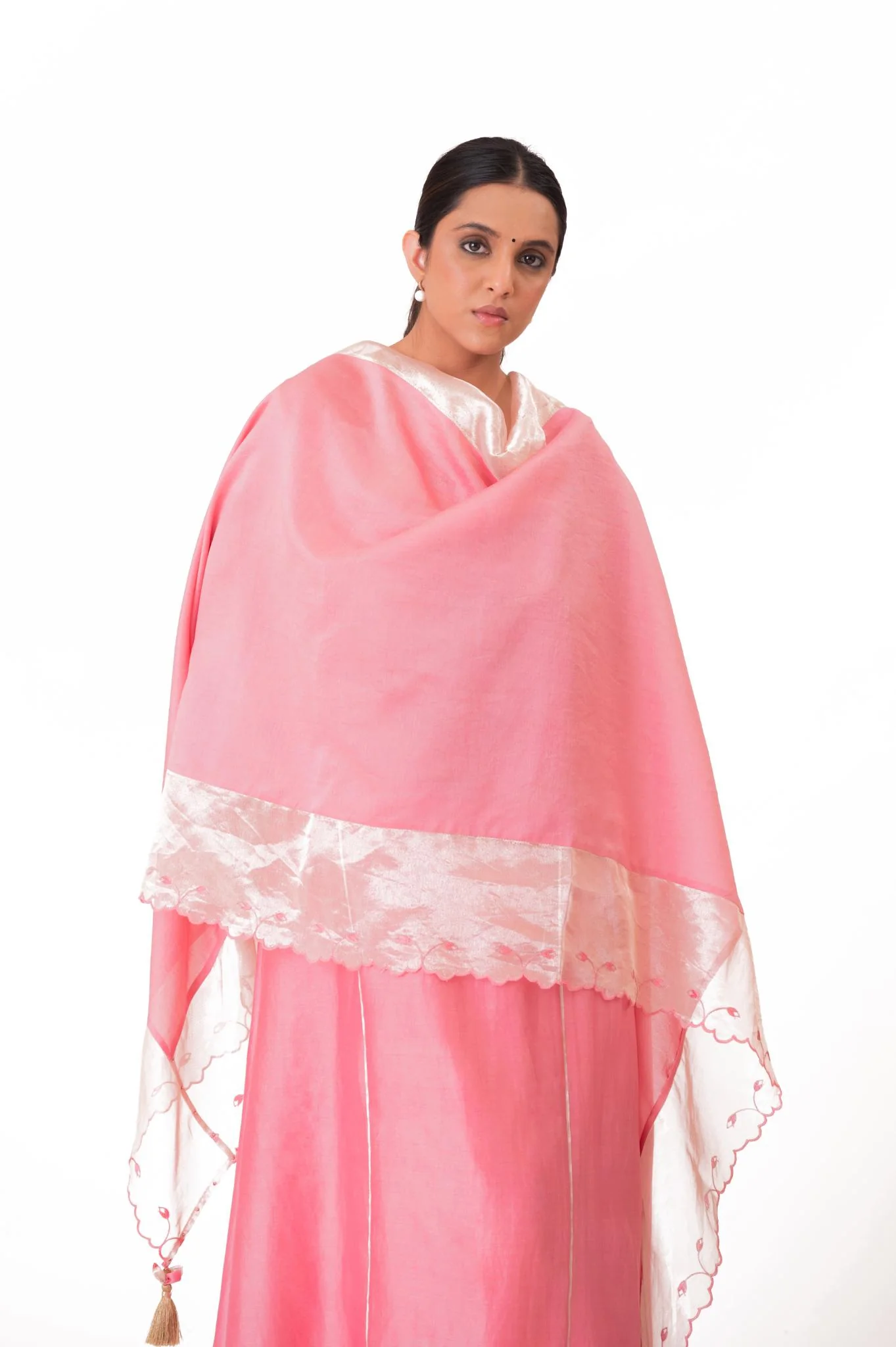 Banarasi Yoke Kurta Set - Lotus Pink - Image 9