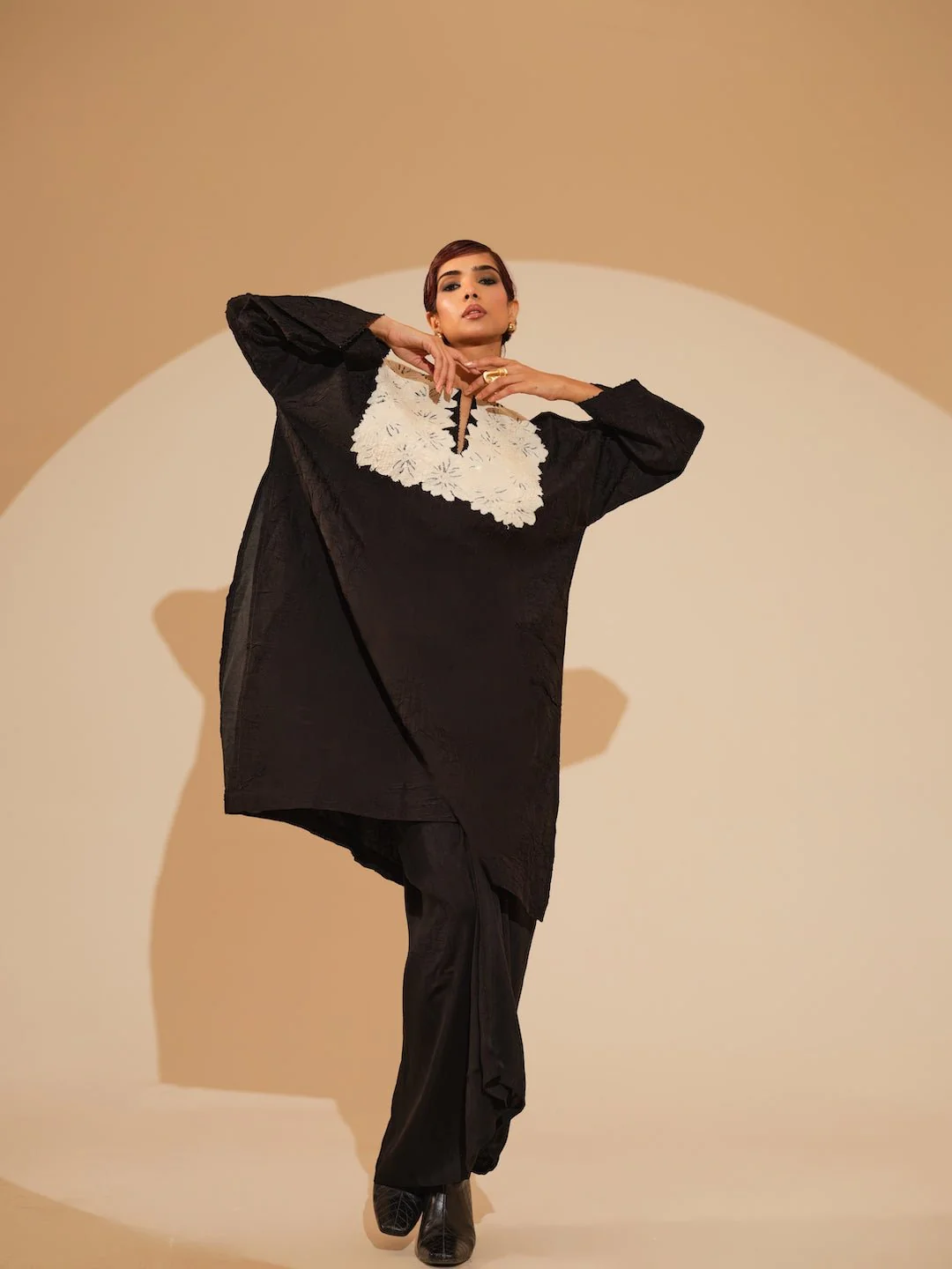 Beam Tunic - Black and Natural - Image 3