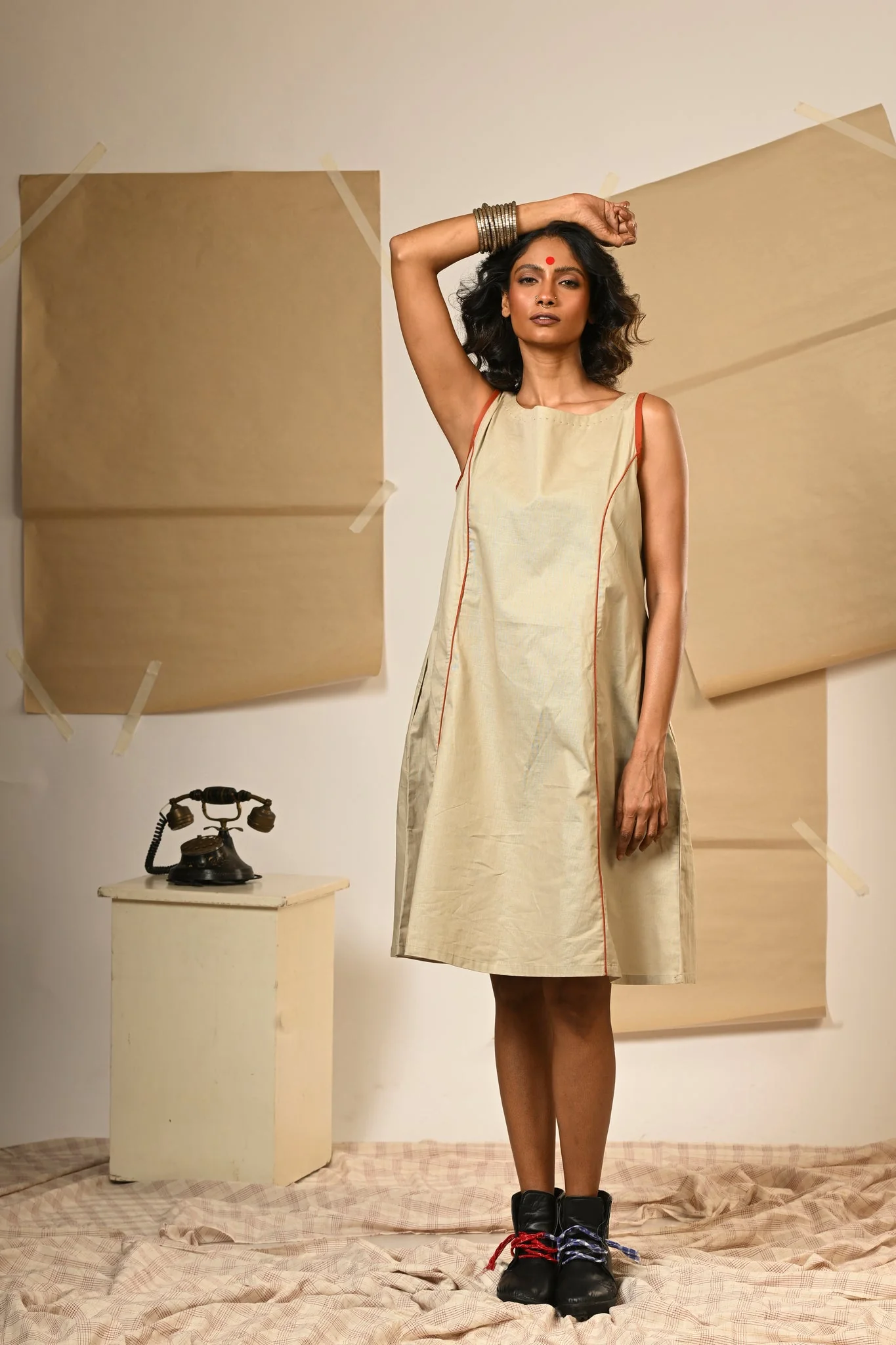 Beige A-Line Dress
