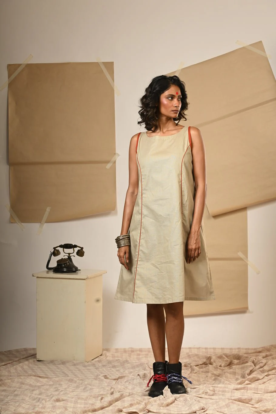 Beige A-Line Dress - Image 4