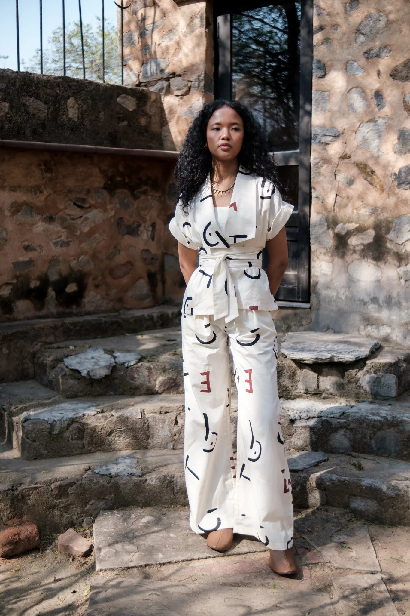 Berlin Shawl Collar Top - Printed