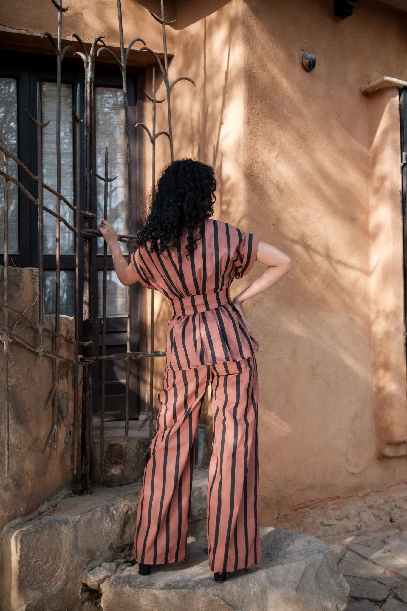 Berlin Shawl Collar Top - Stripe Print - Image 4