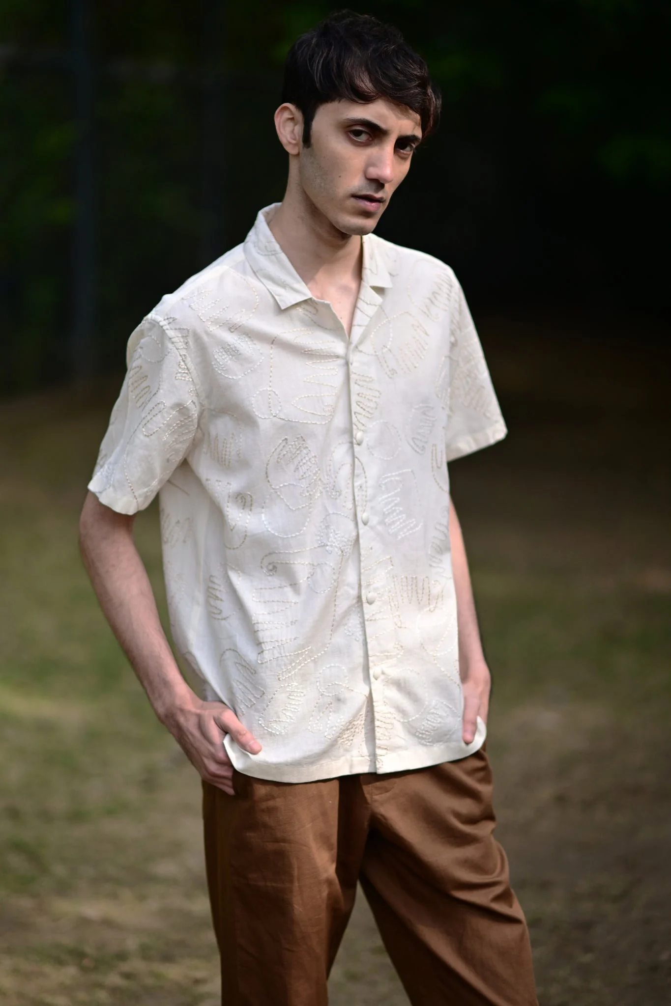Biege Embroidered Shirt