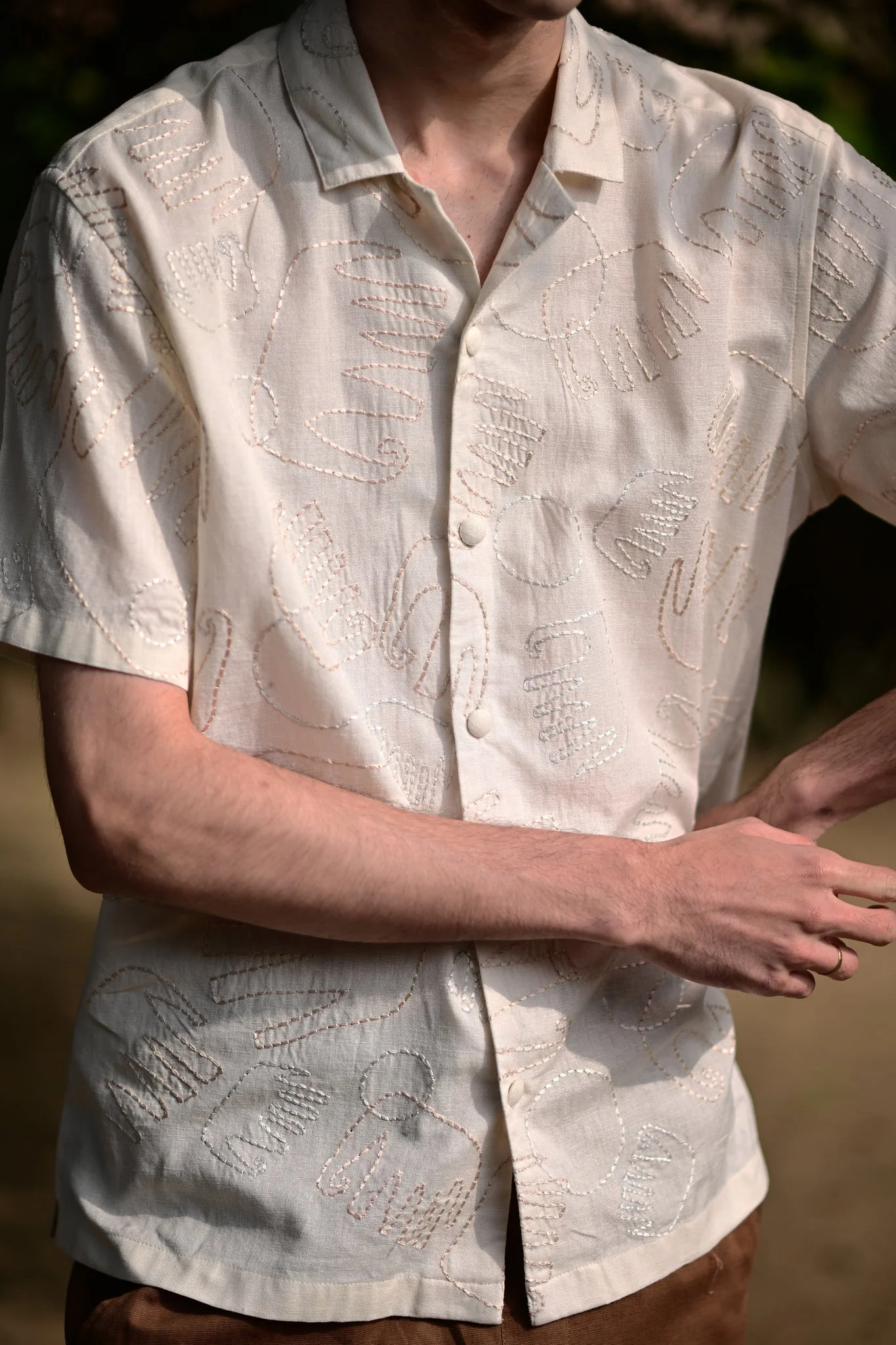Biege Embroidered Shirt - Image 4