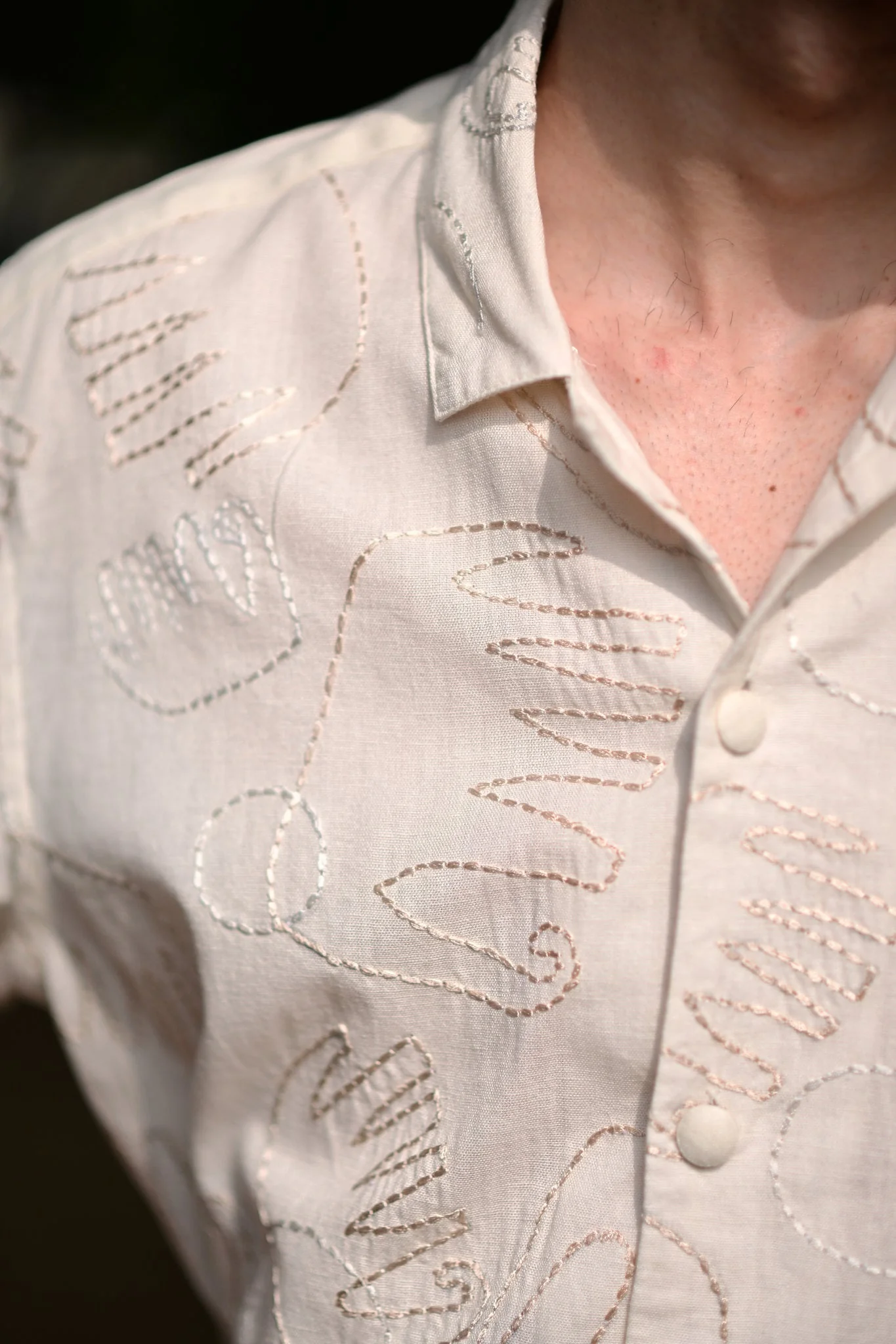 Biege Embroidered Shirt - Image 5