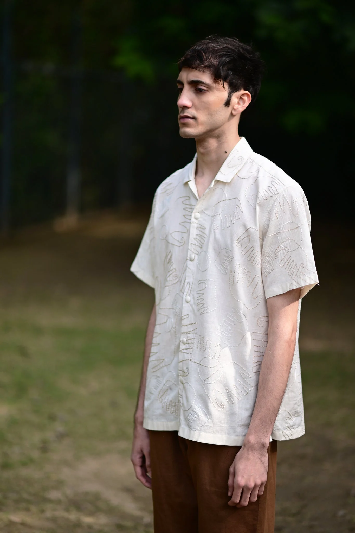 Biege Embroidered Shirt - Image 6