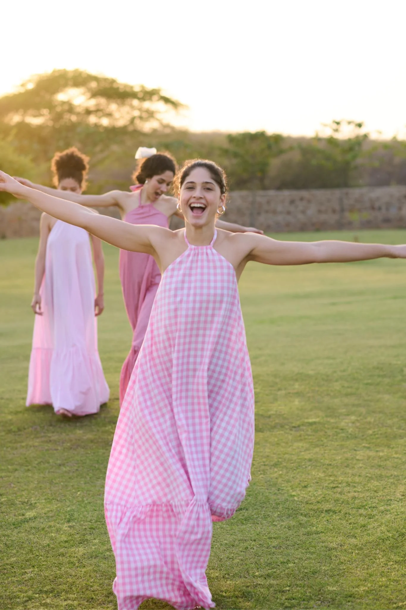 Birds of Paradise Dress - Baby Pink