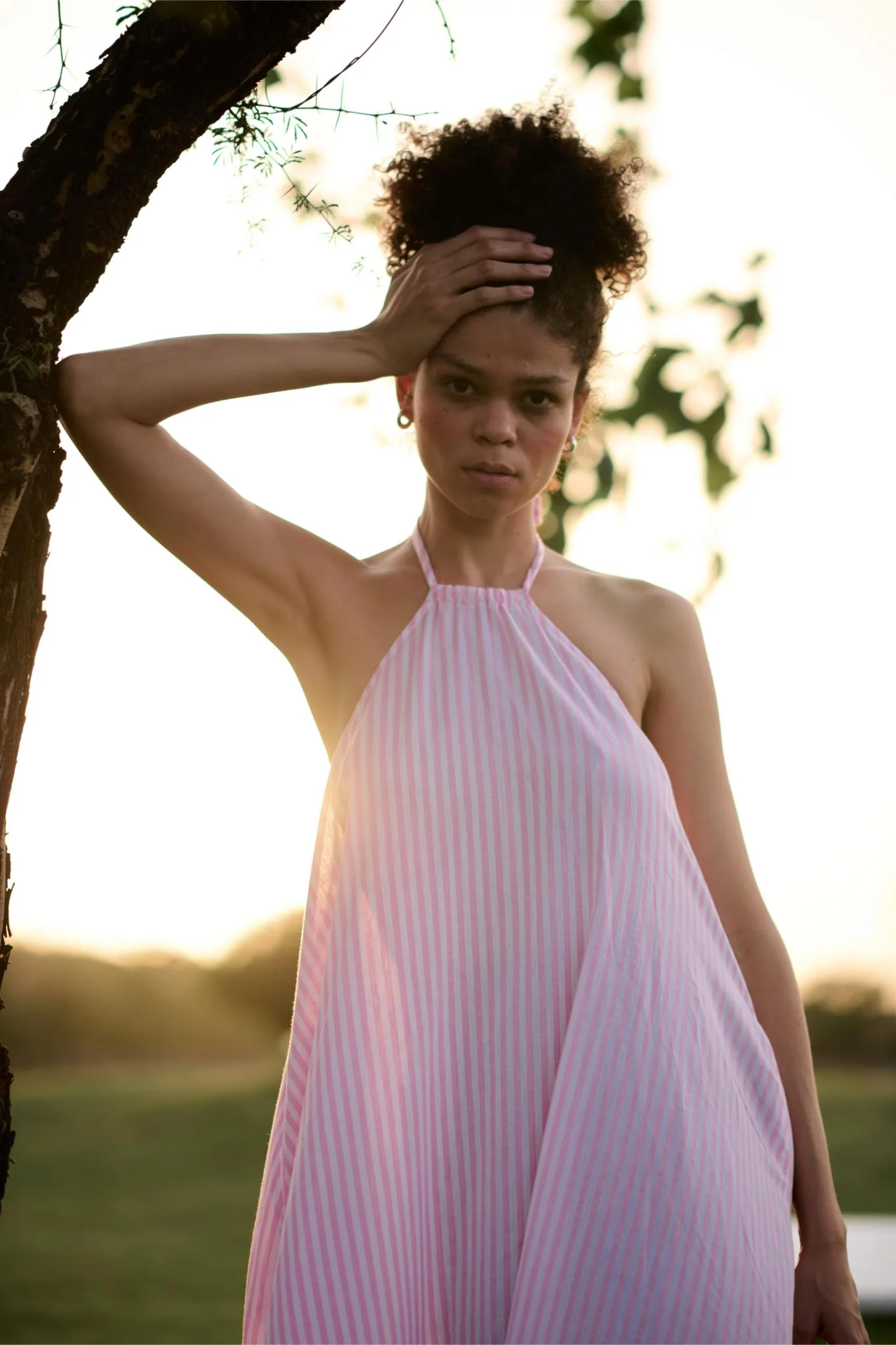 Birds of Paradise Dress - Pink Madras Stripes - Image 3