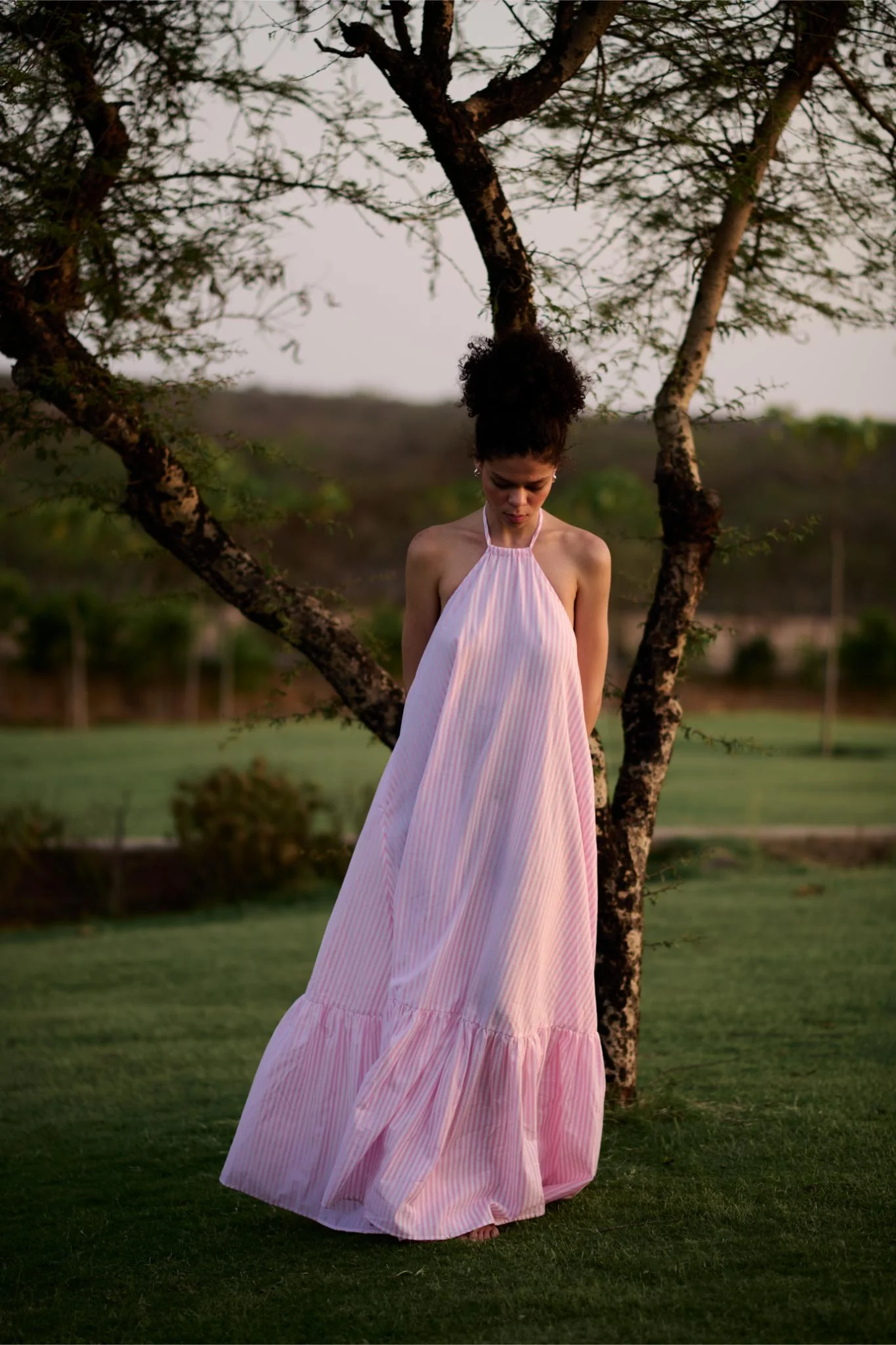 Birds of Paradise Dress - Pink Madras Stripes - Image 4