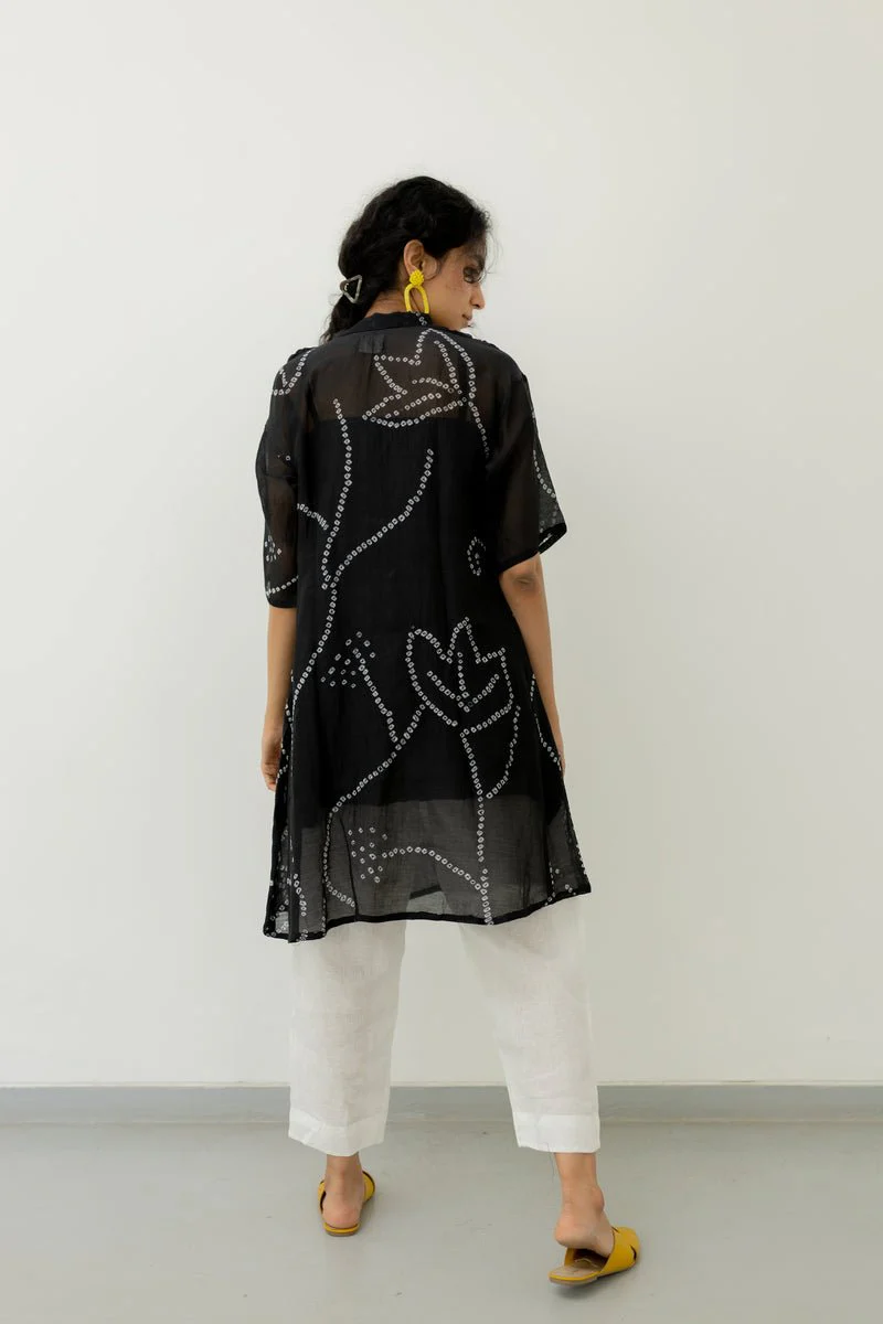 Black Bandhani Tunic with Pants - Image 3