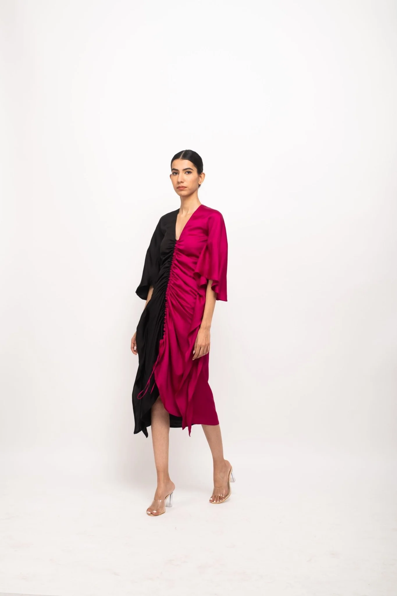 Black-Wine Kaftan Bodycon Dress - Image 3