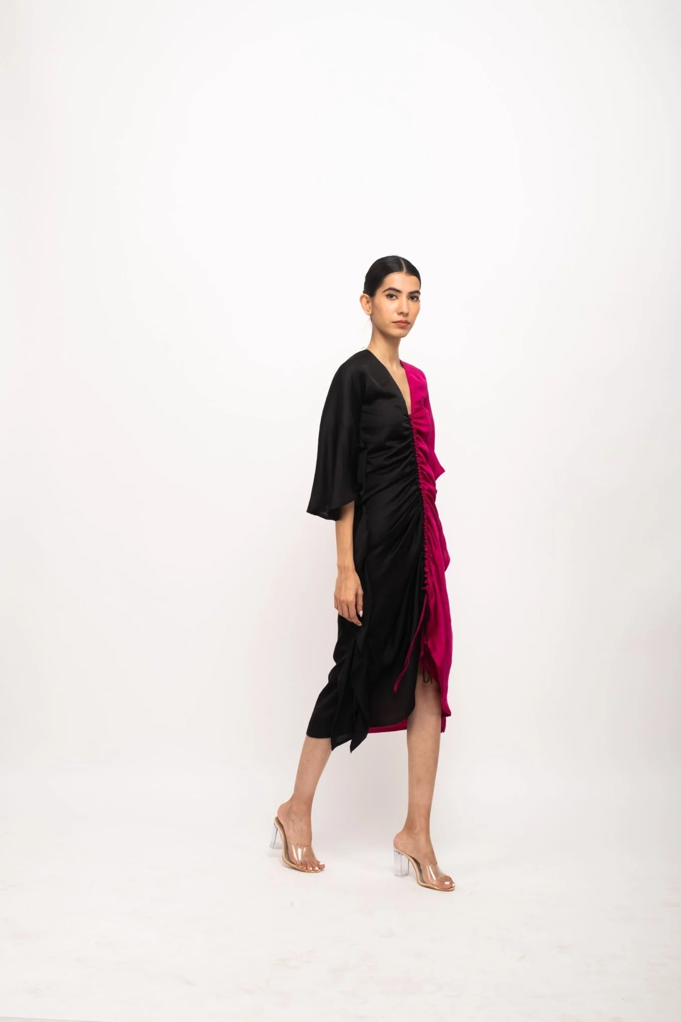 Black-Wine Kaftan Bodycon Dress - Image 5