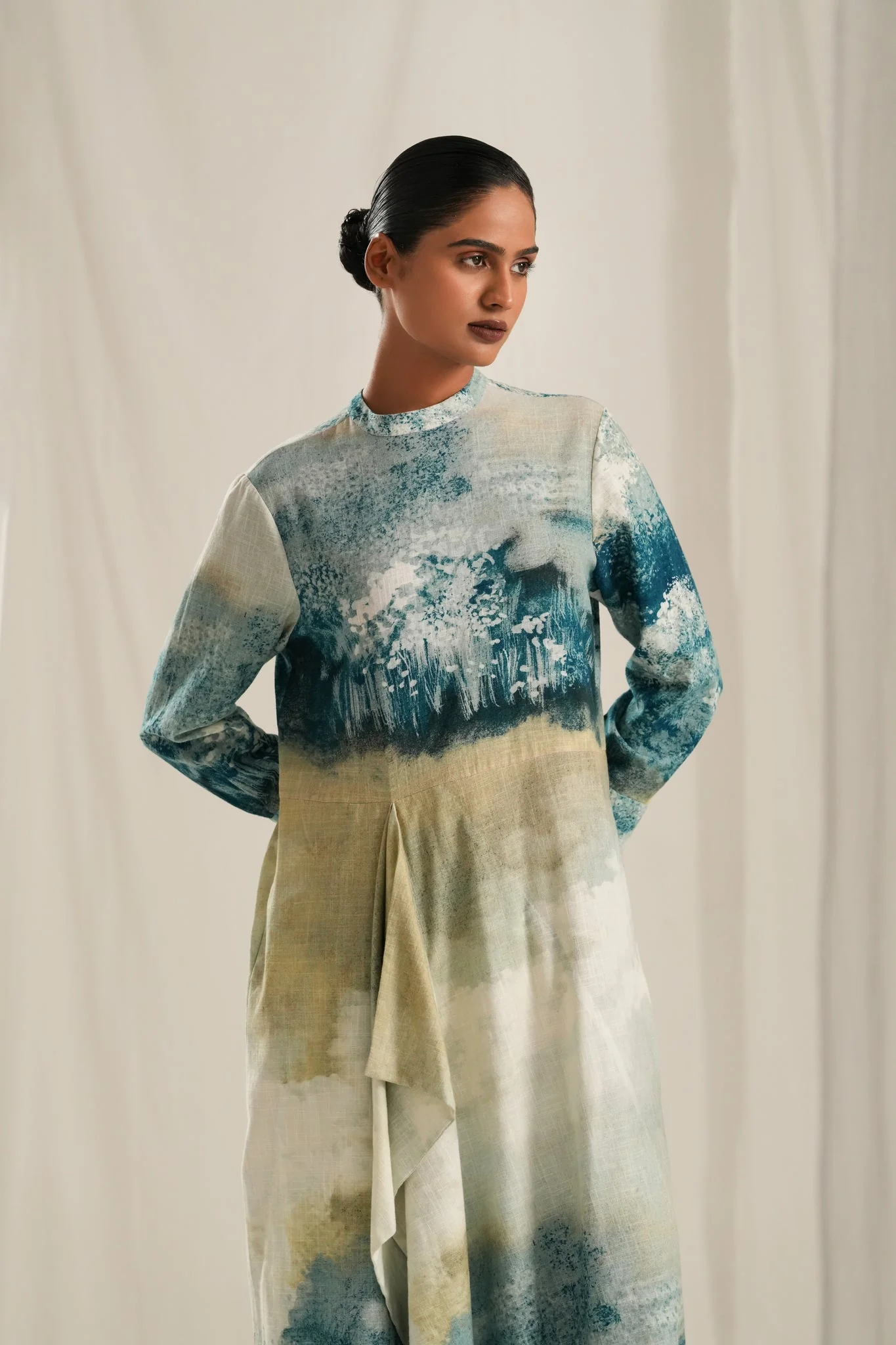 Blue Monet Drape Dress - Image 2