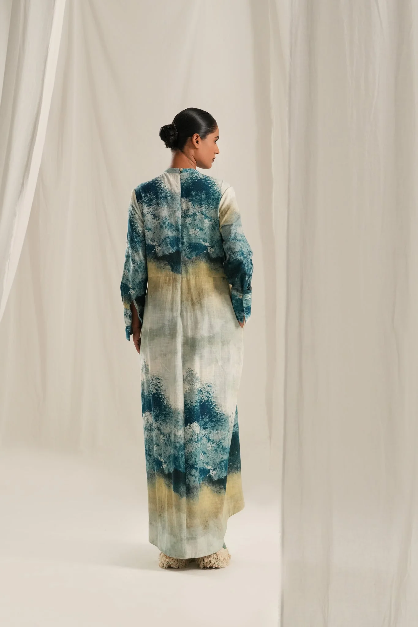 Blue Monet Drape Dress - Image 3