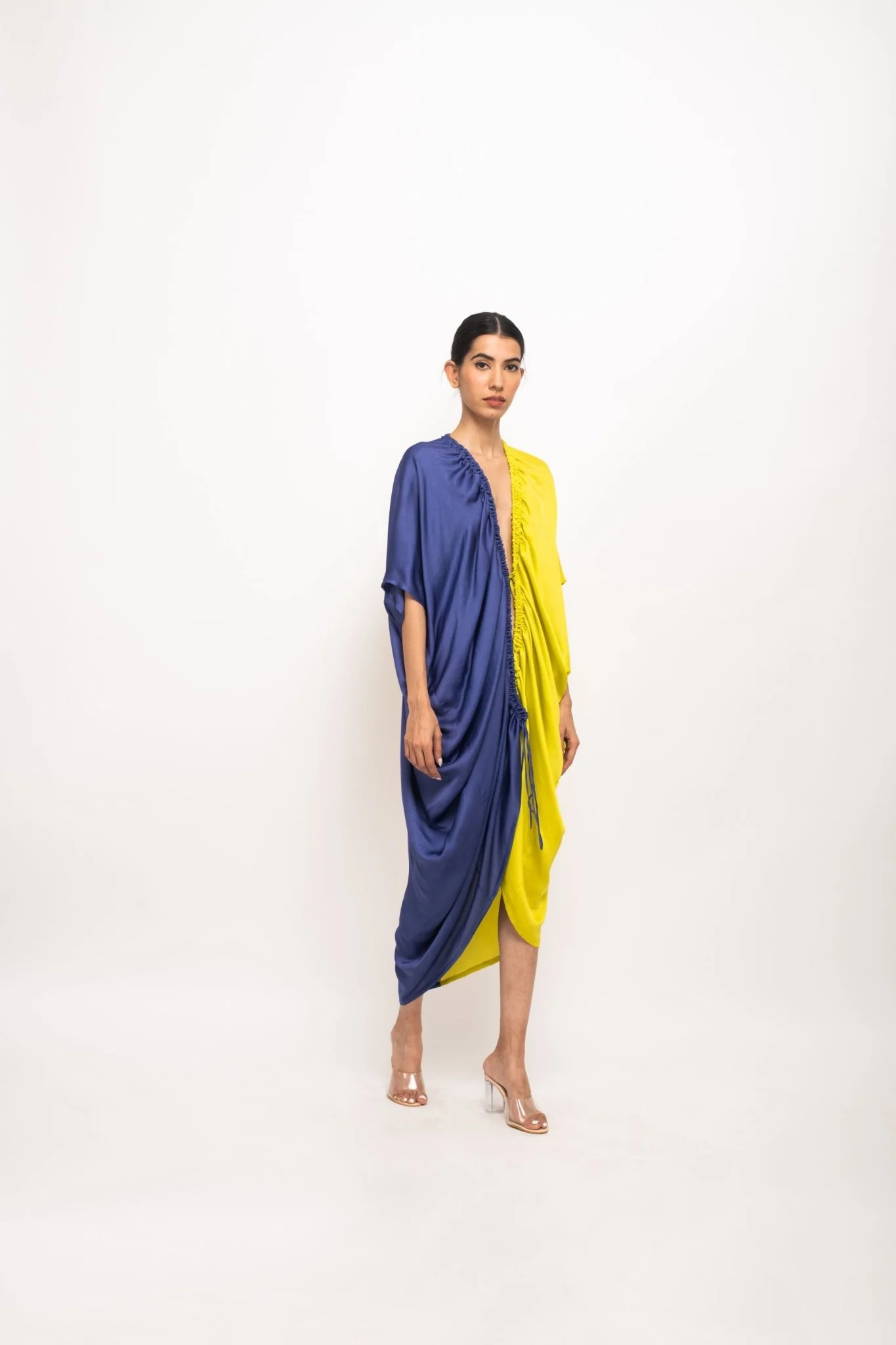 Blue-Neon Rouching Cape - Image 2