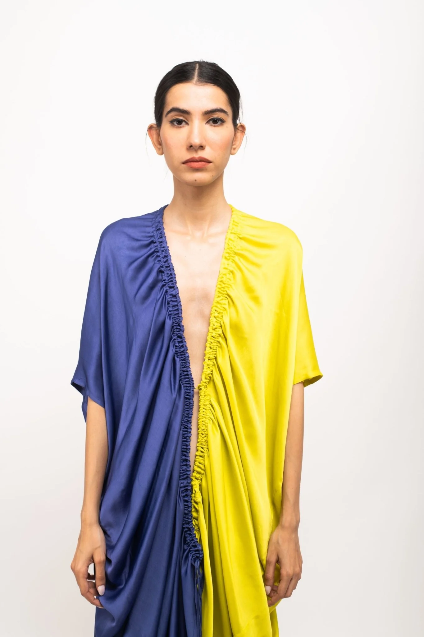 Blue-Neon Rouching Cape - Image 3