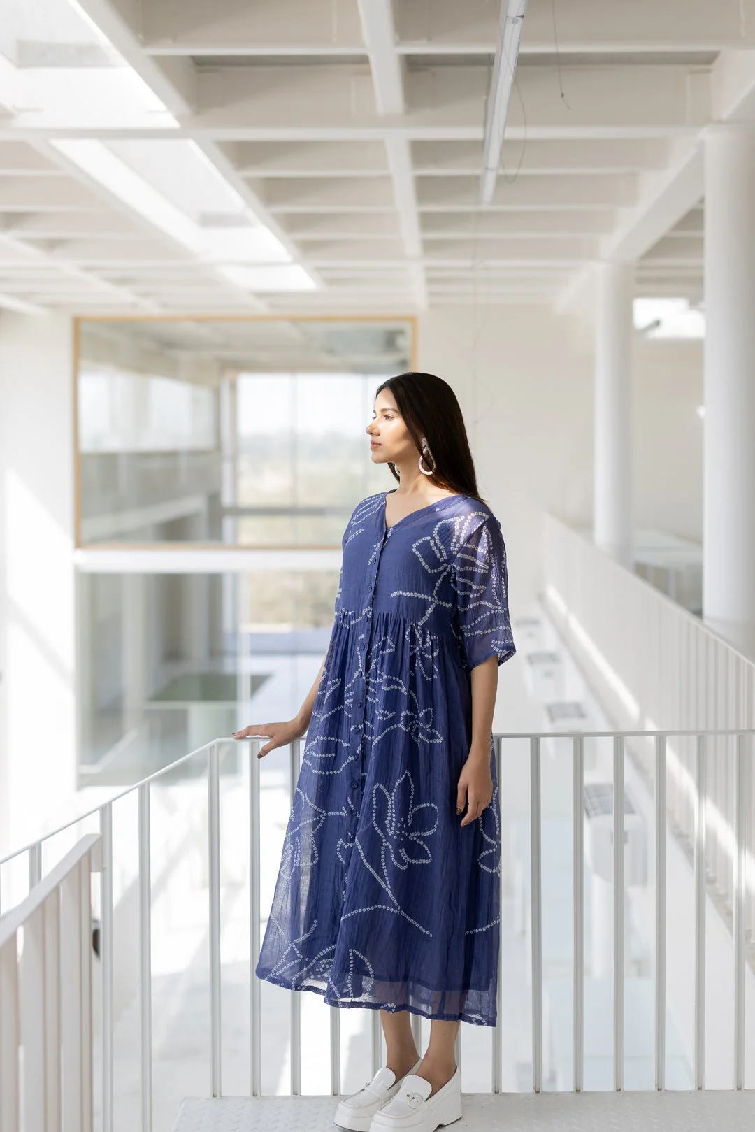 Blue Wildflower Bandhej Dress - Image 6