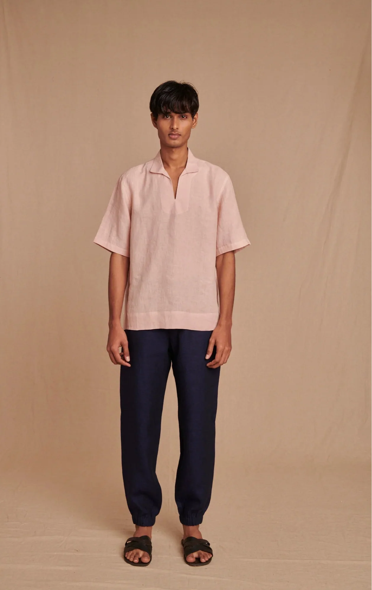 Blush Linen Men's Popover Shirt