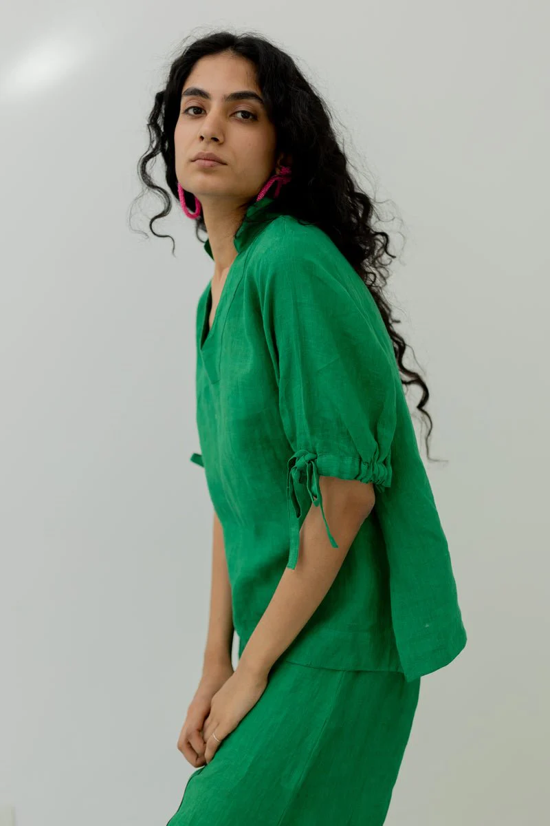 Bottlegreen Linen Top - Image 3