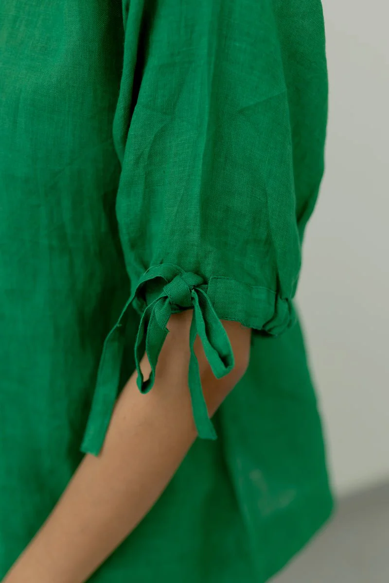 Bottlegreen Linen Top - Image 4