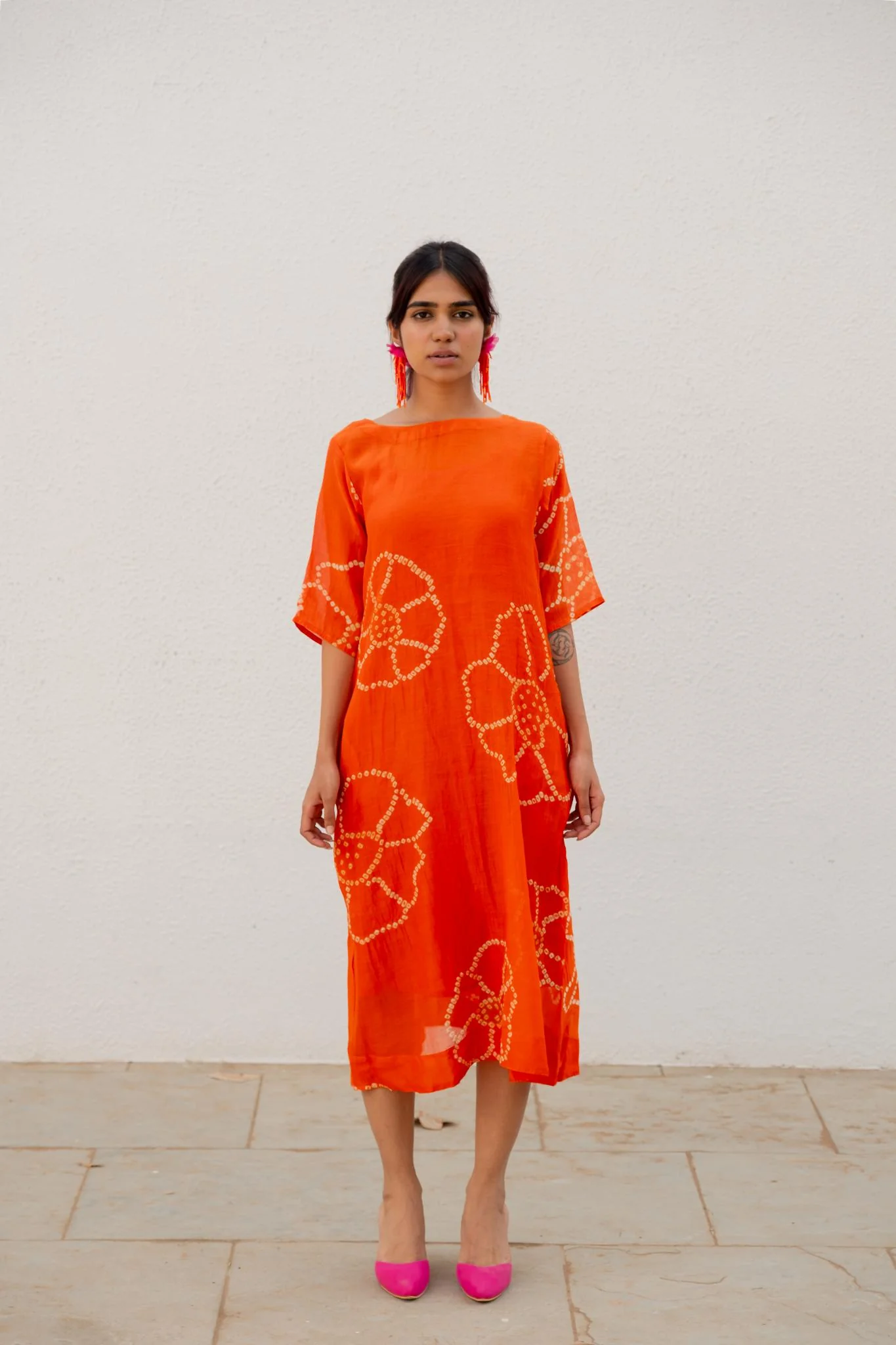 Burnt Orange Bandhani Dress - Image 4