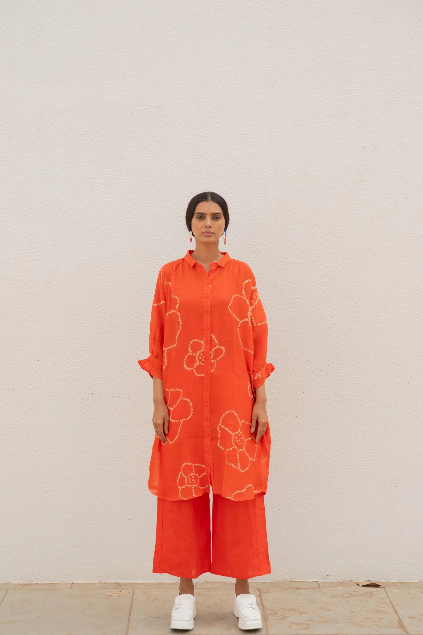 Burnt Orange Bandhani Tunic with Pants - Image 2