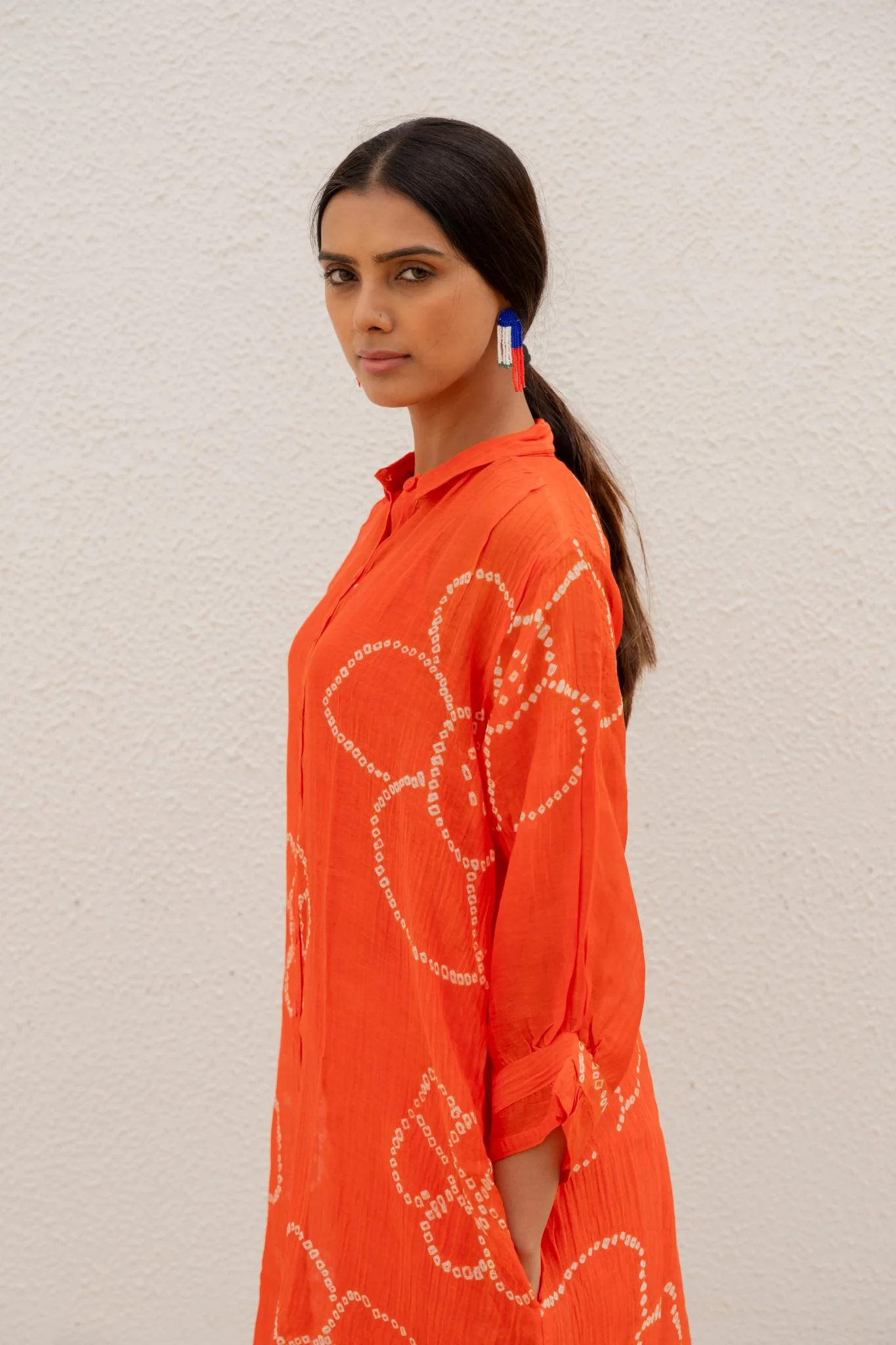 Burnt Orange Bandhani Tunic with Pants - Image 5