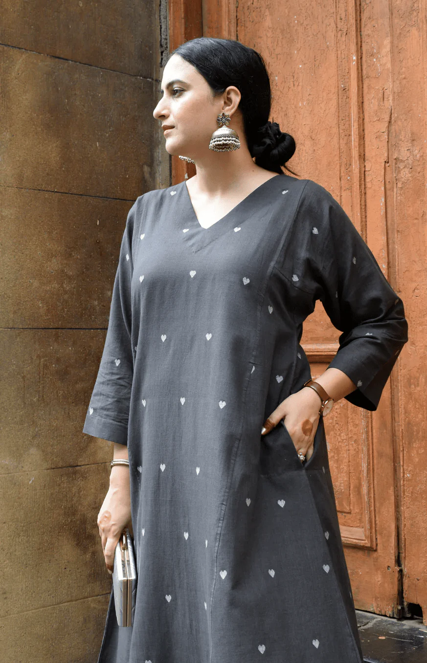 Charcoal Jamdani Phiran - Image 2