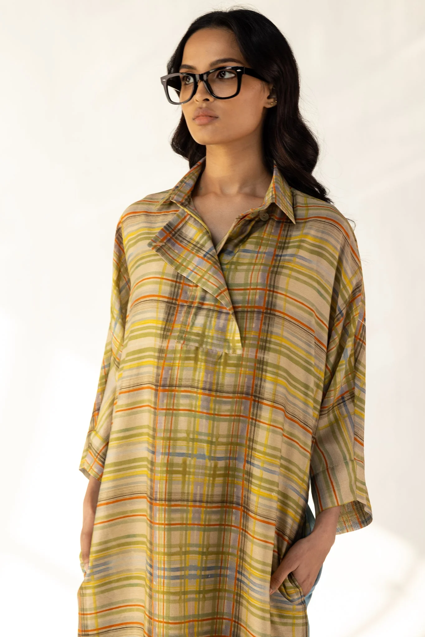 Check Orchid Shirt Dress - Image 3