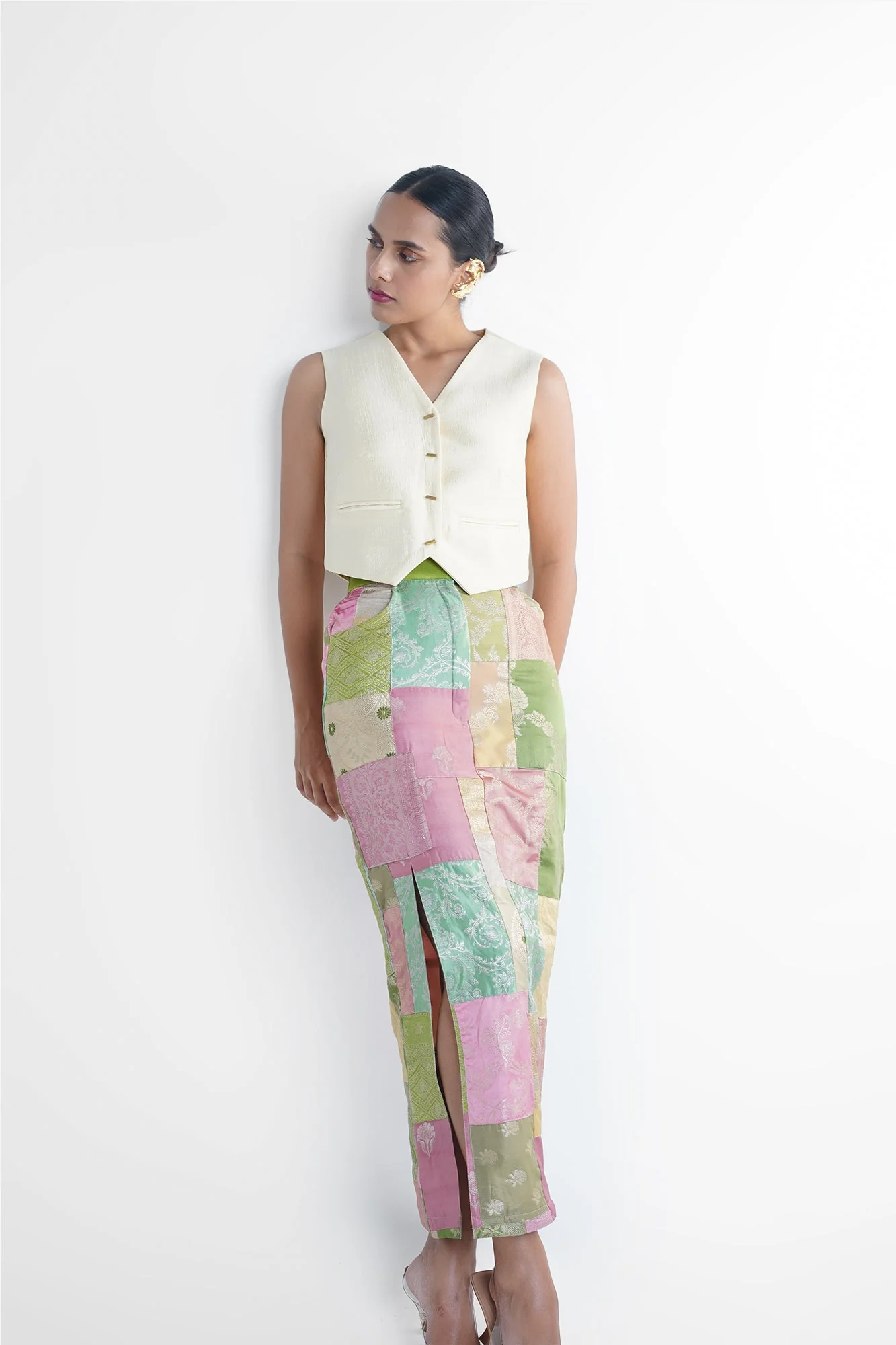 Cheri Upcycled Silk Pencil Skirt - Image 2