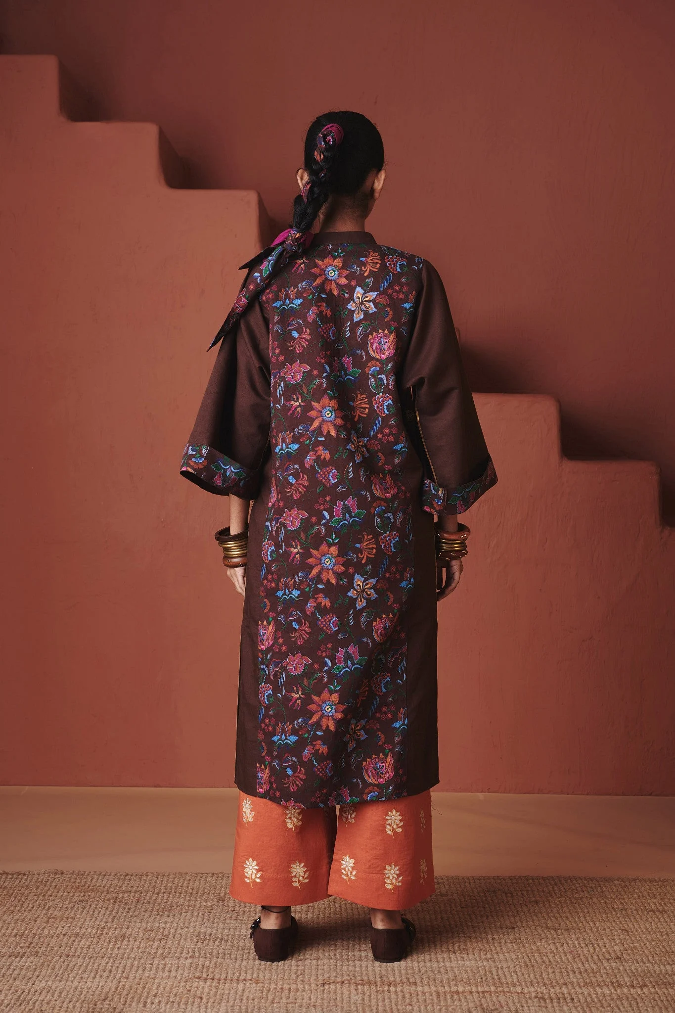 Coffee Co-Linen Multi-Panelled Kurta Set - Image 6