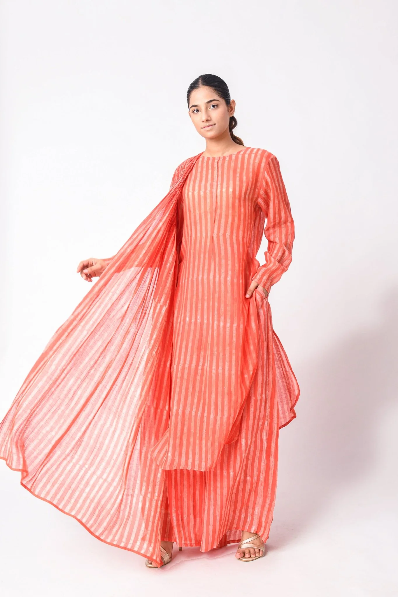 Coral Dupatta Set