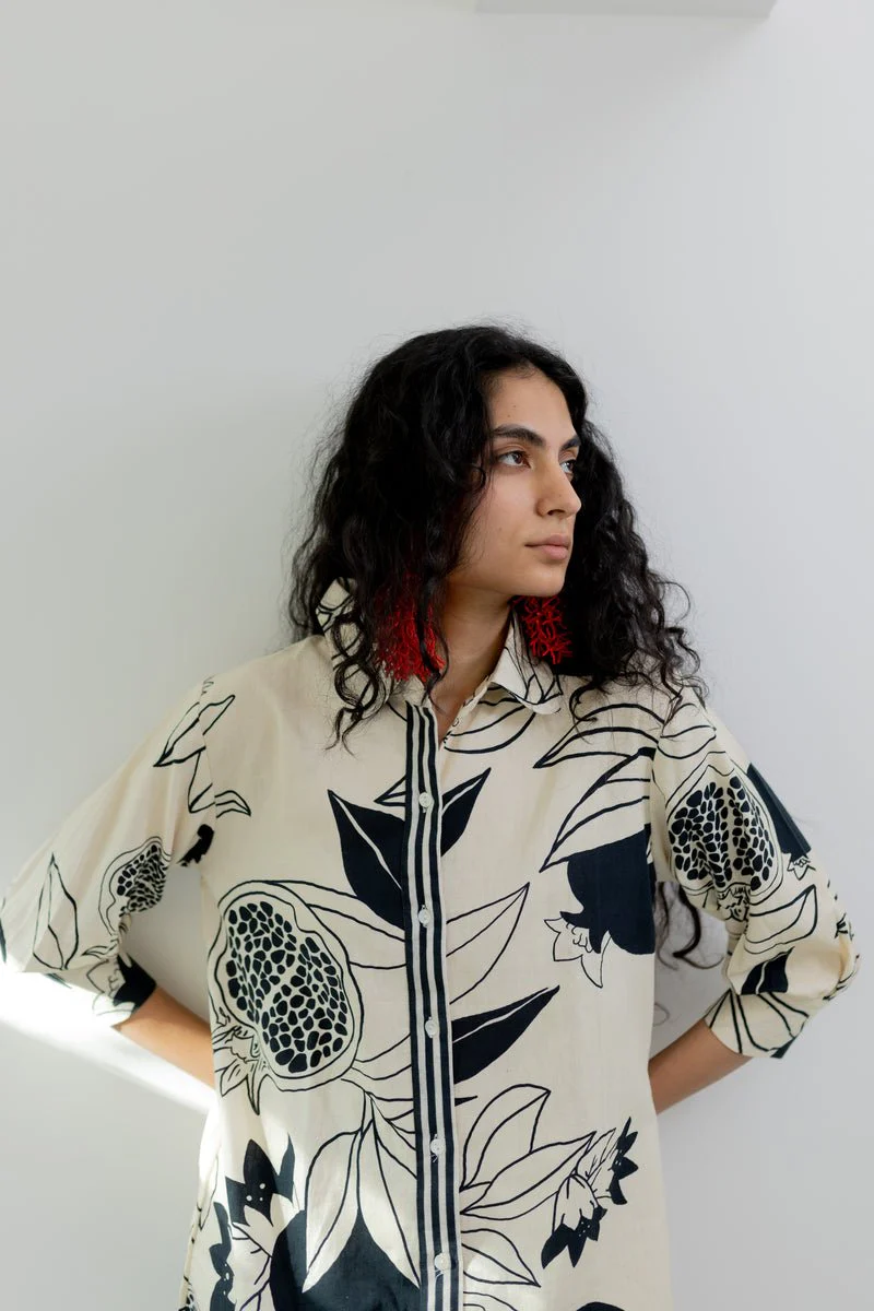 Cream Pomegranate Print Tunic and Pants Co-ord - Image 5