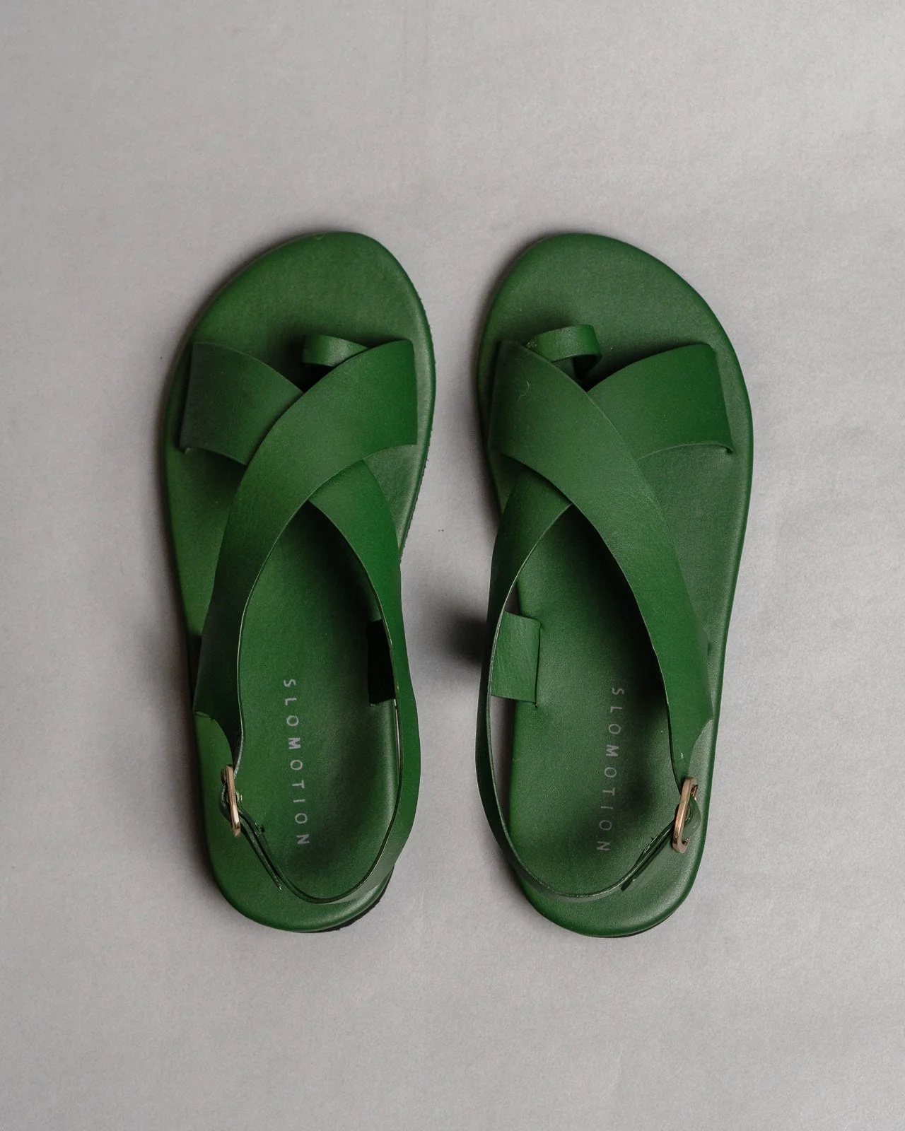 Crossover Strap Leather Women's Sandals - Green - Image 3