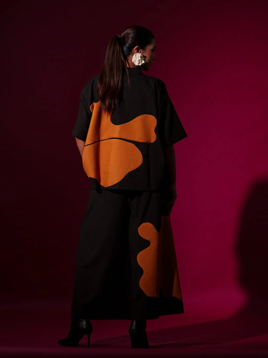 Cumin Pants in Black and Rust Orange - Image 7