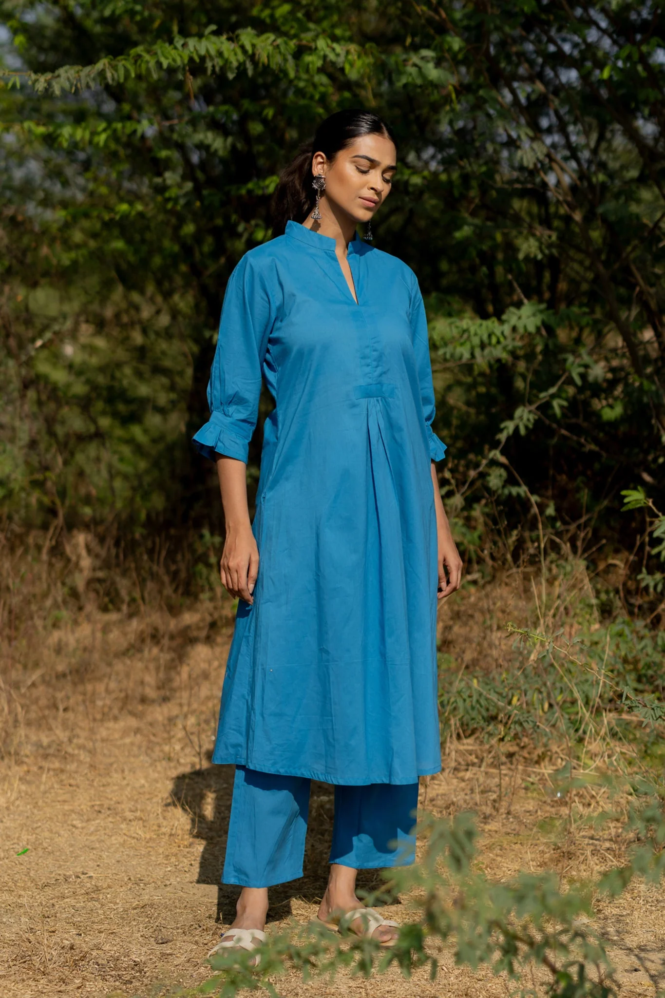 Cyan Blue Kurta Set - Image 3